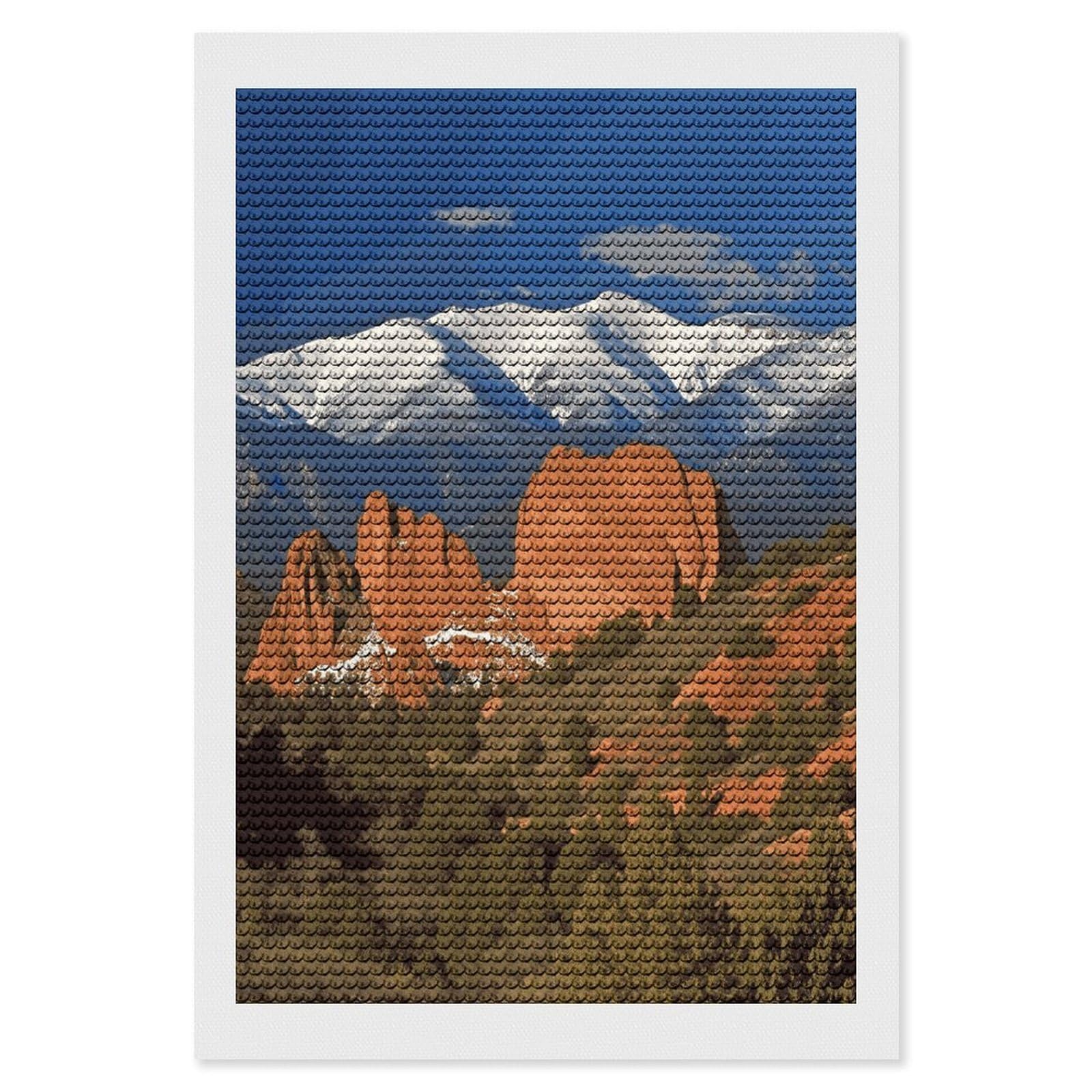 FekiLoot Pikes Peak Colorado Paint by Numbers Kit for Adults Beginner DIY Diamond Dots Paintings Round Full Drill Diamond Art Kits Picture Diamond Art Painting Kits for Home Decor 8"x12"