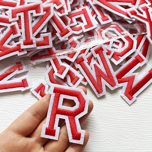 Miniatura 21 de Parches de letras para planchar de 1.3 pulgadas, 78 piezas, parches bordados del alfabeto A-Z para ropa, chaquetas, sombreros, mochilas, jeans