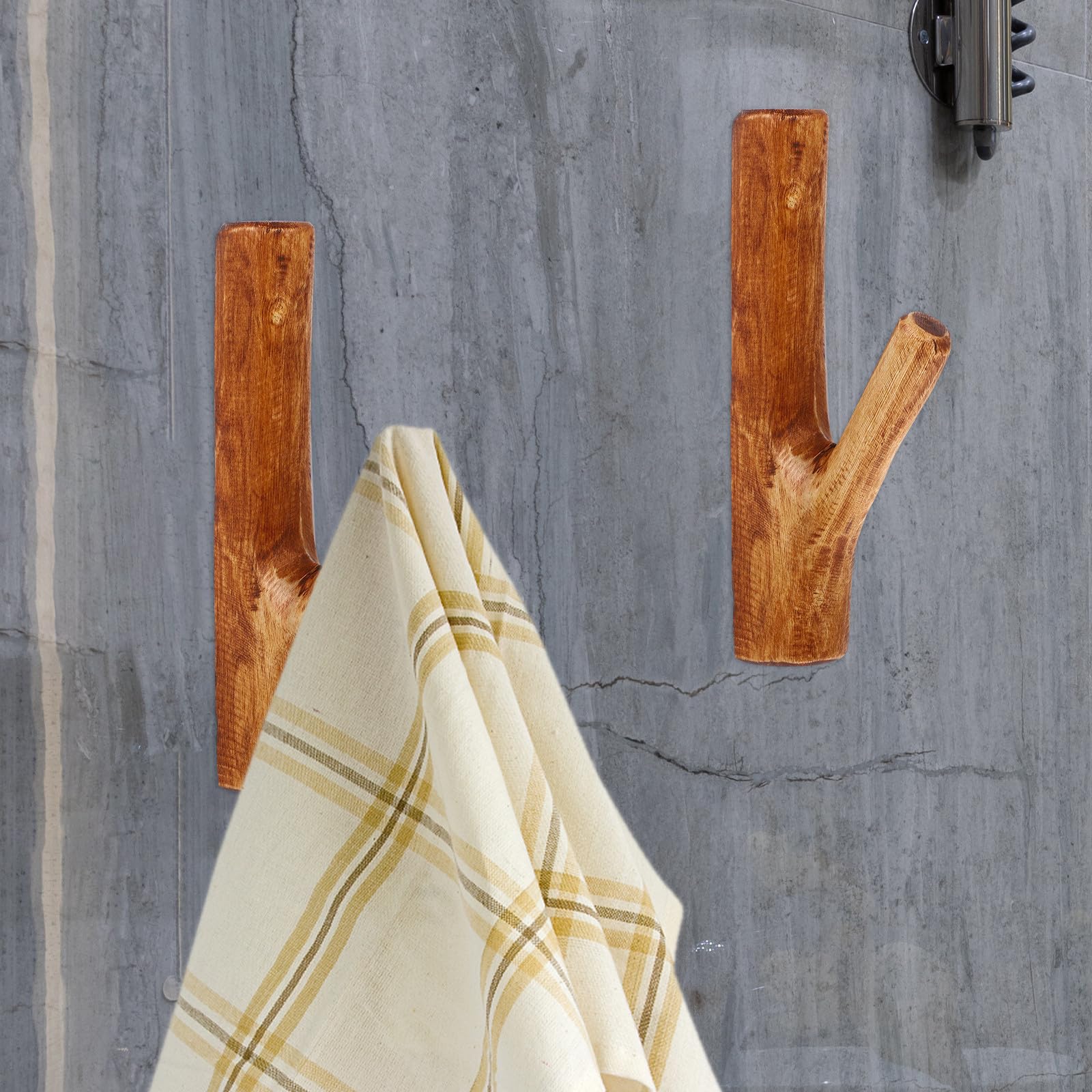 Gancho de Pared y Diseño Creativo para Colgar Abrigos y Bolsos Vintage de Madera Adhesivo Resistente Estilo Rústico en Cocinas y Hoteles