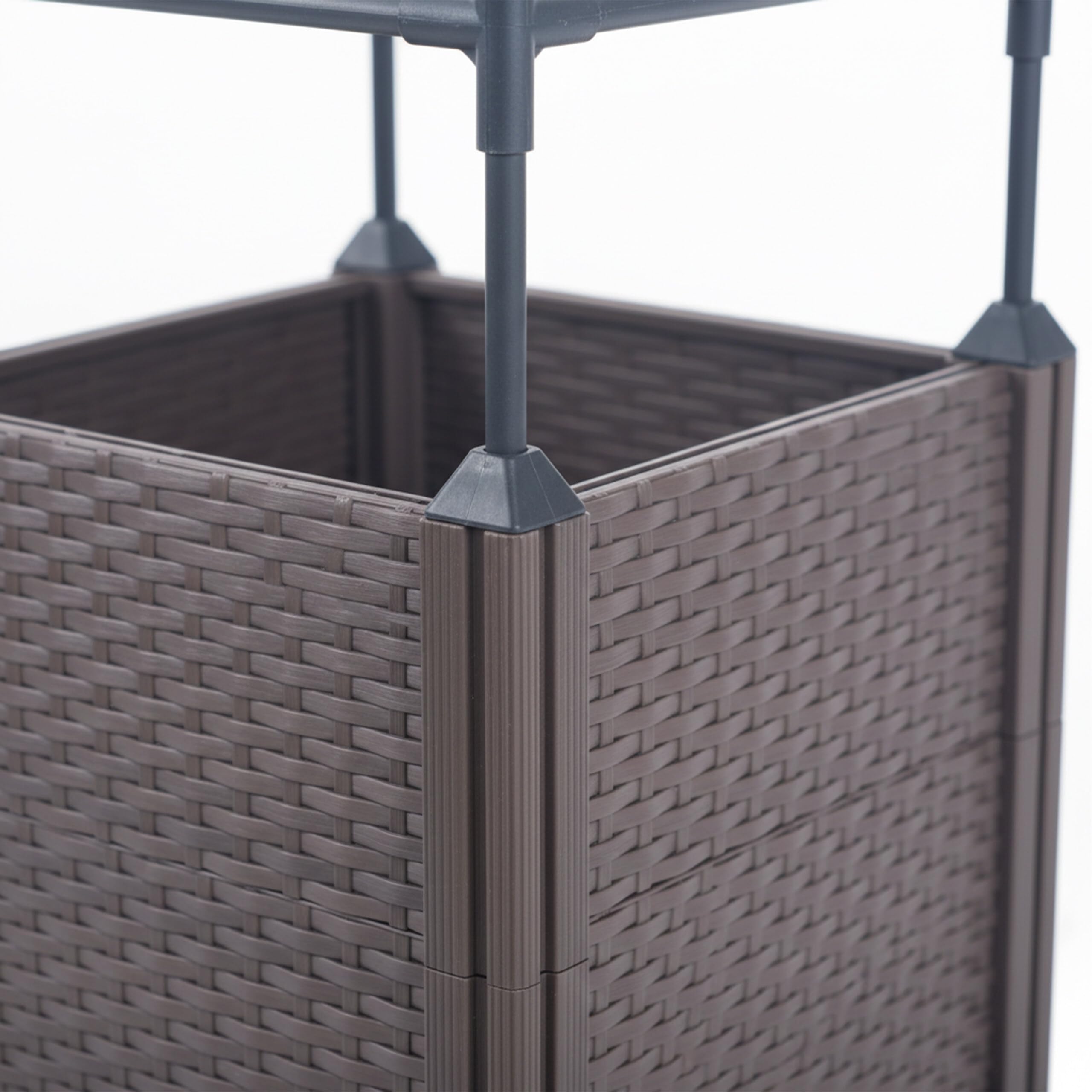 Relaxdays Fioriera con griglia rampicante, Ruote, HxLxP: 135x30x30 cm, plastica, Acciaio, Giardino