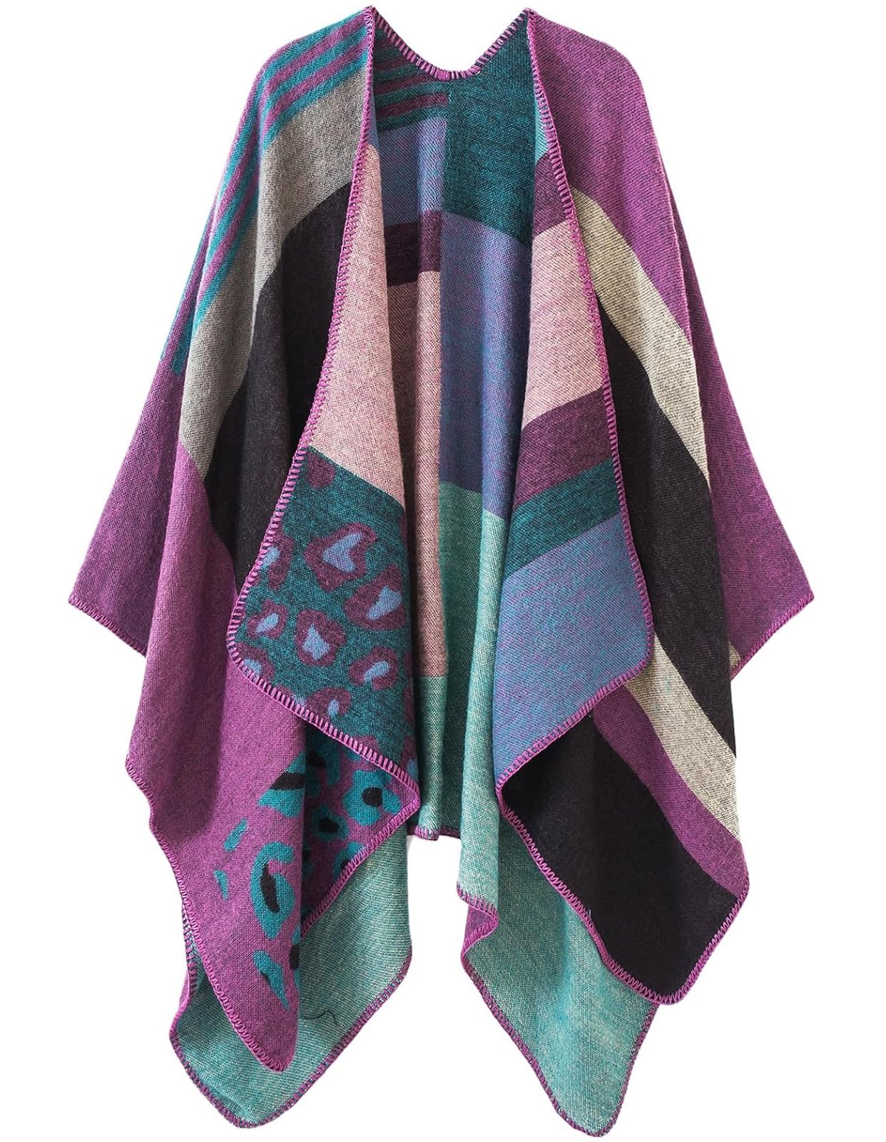 Women's Shawl Wraps Open Front Poncho Cape Oversized Sweaters Casual Cardigan Shawls for Fall Winter