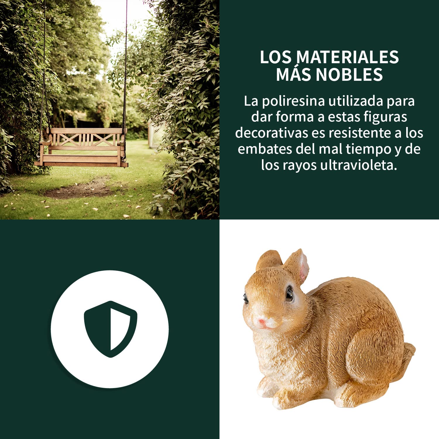 VERDOBA Cuatro Conejos – decoración para el hogar – Adornos para Interiores y Exteriores – Figuras Decorativas de poliresina para el jardín.