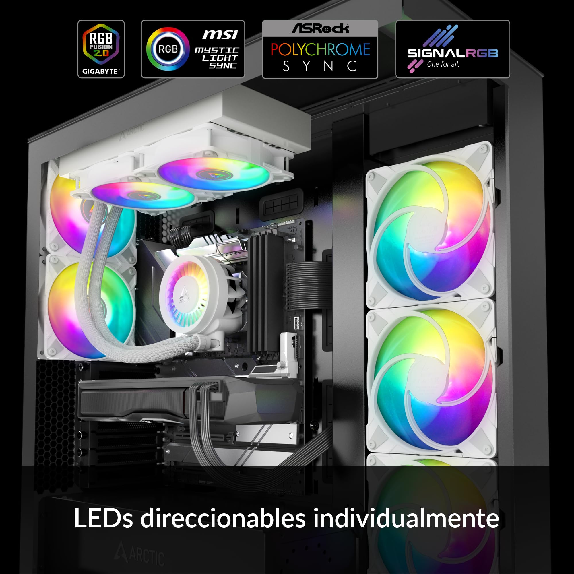 ARCTIC Liquid Freezer III 280 A-RGB (blanco) - Refrigeracion Liquida PC | AIO para CPU, Intel y AMD, Bomba eficiente controlada por PWM, Ventilador: 200–1900 rpm, LGA1851 y LGA1700 Contact Frame