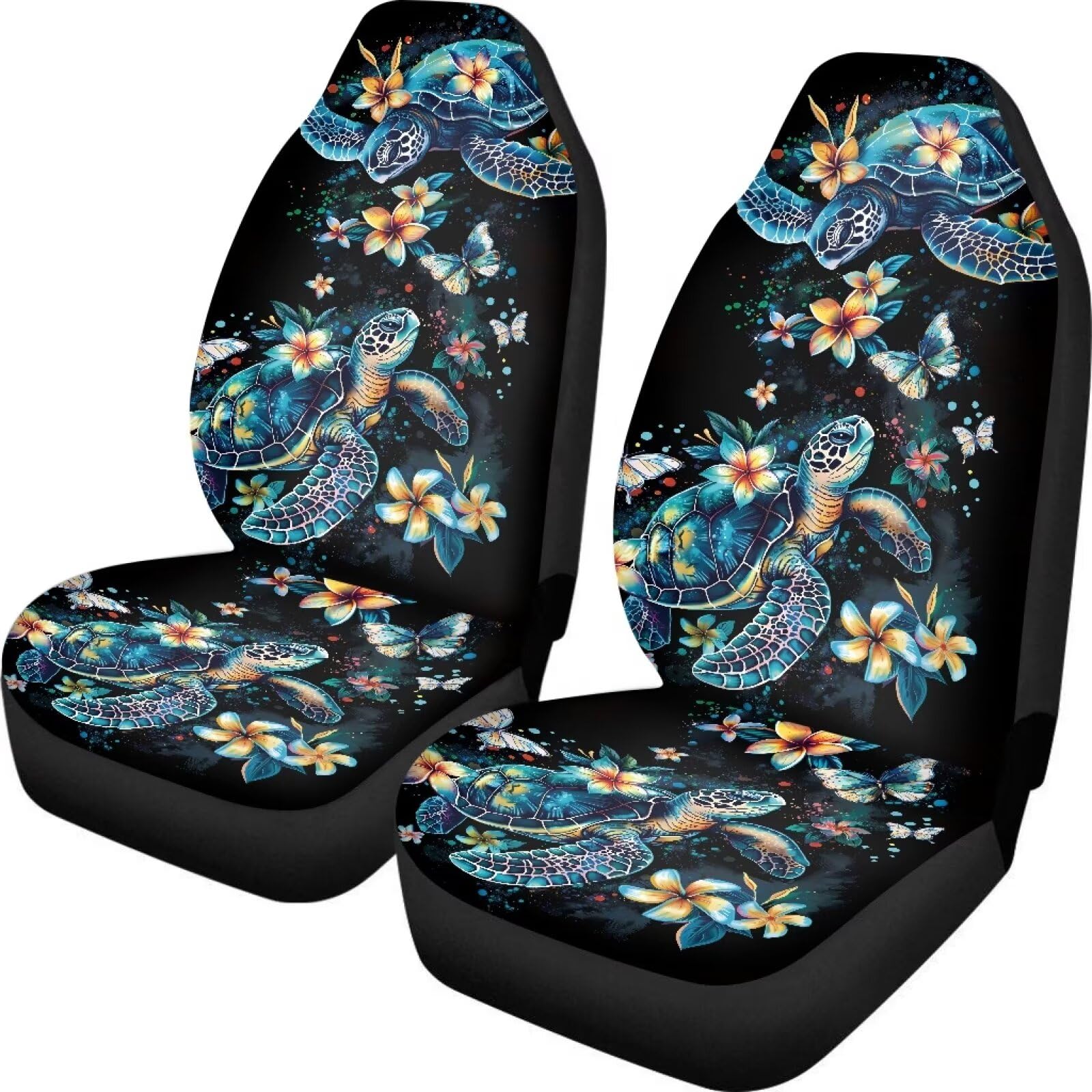 Showudesigns Universal Car Seat Cover Full Set Flower Bee Print Front Seat Covers 2 pc Protector Car Mat Covers, Fit Most Vehicle, Cars, Sedan, Truck, SUV, Van Yellow — view 16