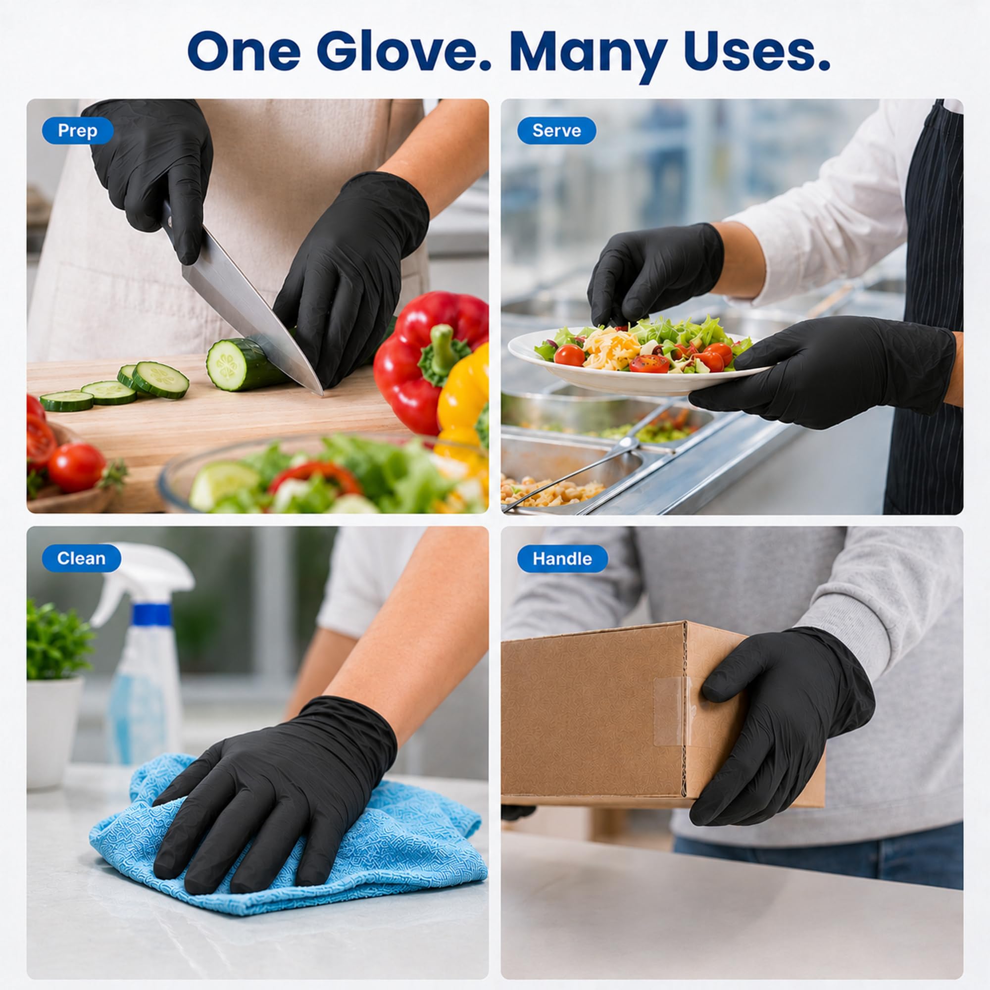 ForPro - Guantes de vinilo desechables, color negro, grado industrial, sin polvo, sin látex, no estériles, aptos para alimentos, 2.75 mil. Palma, 3.9 mil. dedos, XL, 100 unidades