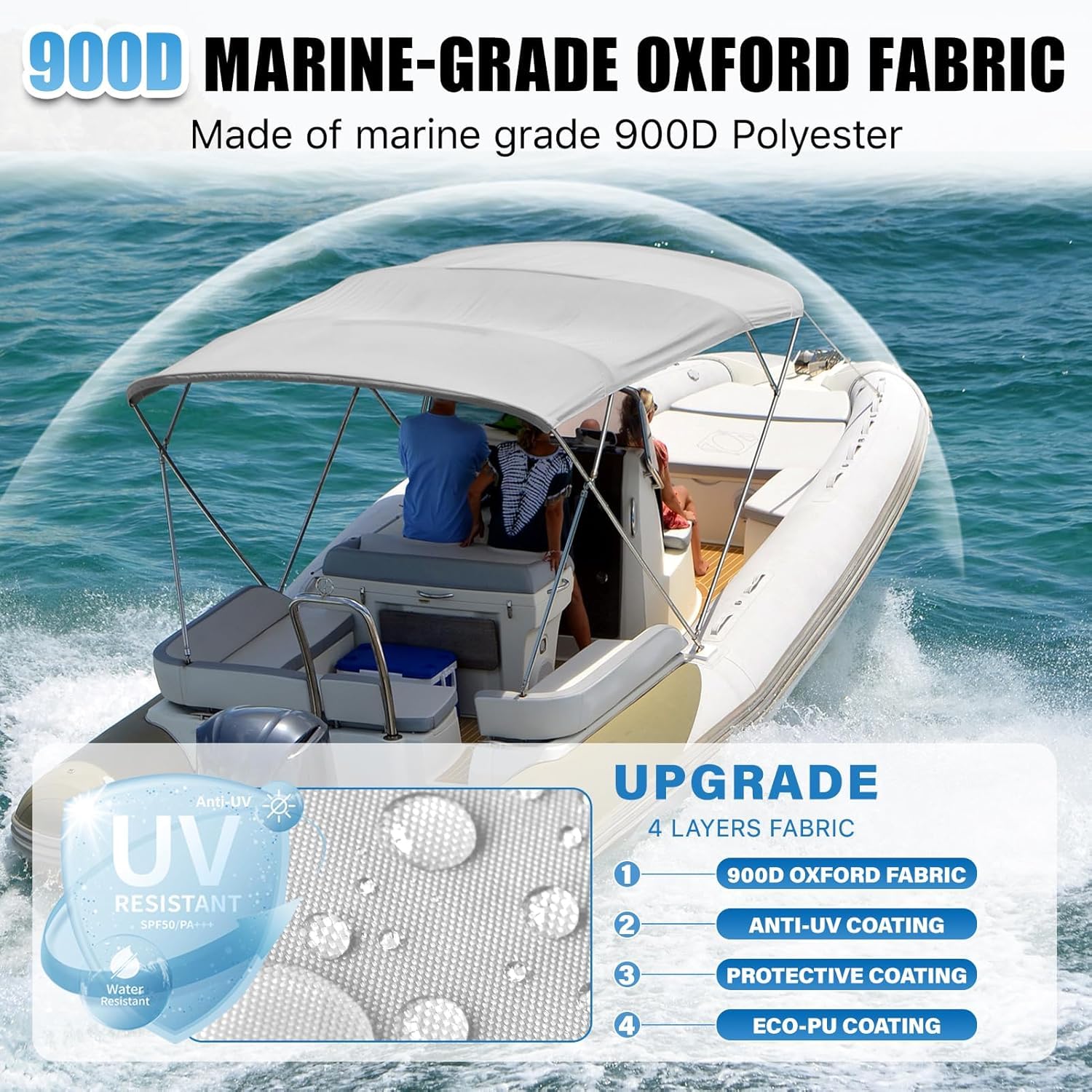 Marine Grade Stainless Steel Heavy-Duty Bimini Top Cap 1
