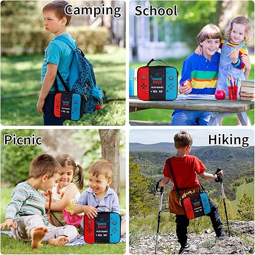 Miniatura 6 de Lonchera aislada para consola de juegos, lonchera para adolescentes, niños, niños, gamer, caja de almuerzo Bento reutilizable, gran capacidad,
