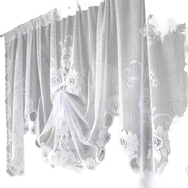 EXKURPOO Kurze Liftgardinen Weiß Floral Spitze 100x100cm Küchenschrank Abdeckung