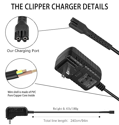 Miniatura 10 de Cable de carga USB para Wahl Magic Clip Senior Sterling-4 Detailer Litio-Ion Pro Clippers, cable de carga de repuesto compatible con Wahl 8164