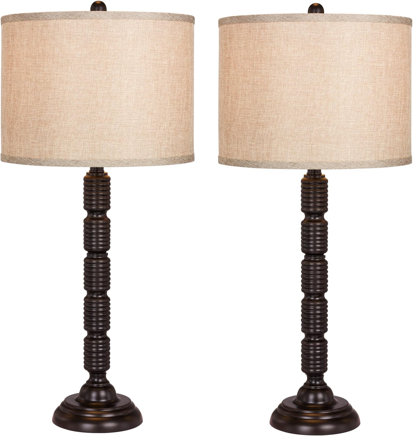 Cory Martin W-1562ORB-2PK Fangio Lighting's #1562ORB-2PK Pair of 30.5 in. Industrial, Ribbed Metal Table Lamp in a Oil Rubbed Bronze Finish, 30.50, 2