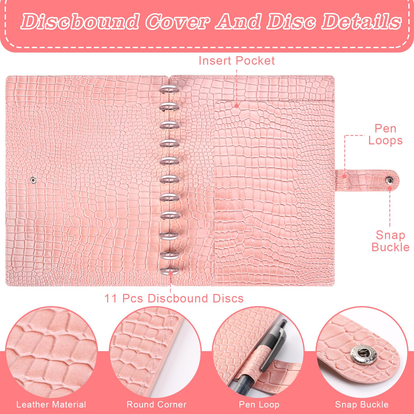 Juego de funda y disco de 8.5 x 11 pulgadas, funda de cuero con 11 discos encuadernados en disco de 1 pulgada, accesorios para cuaderno, cubierta de planificador, 11 discos, sistema de planificador de
