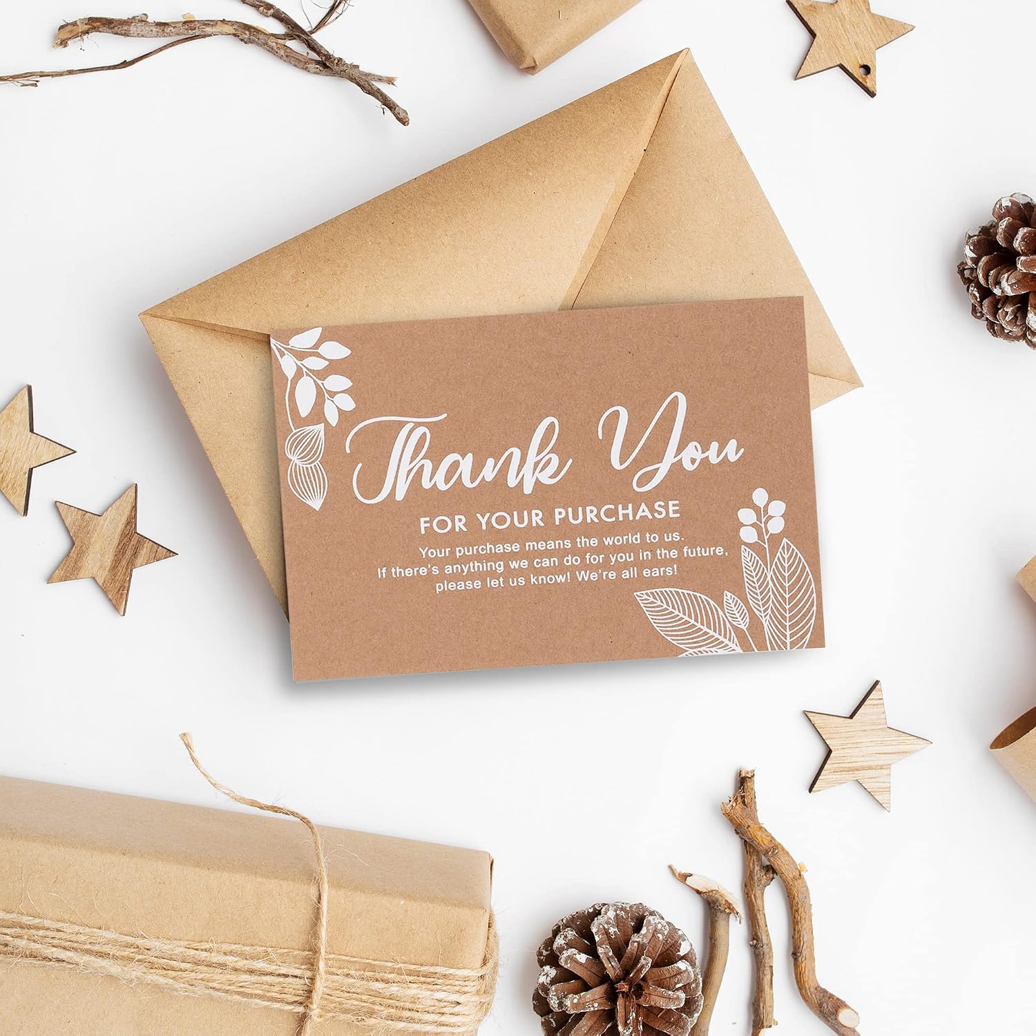Thank You for Your Order Cards 50-Pack Thank You for Your Purchase Cards Kraft, 10.16 x 15.24 cm, Postcard Size - Image 3