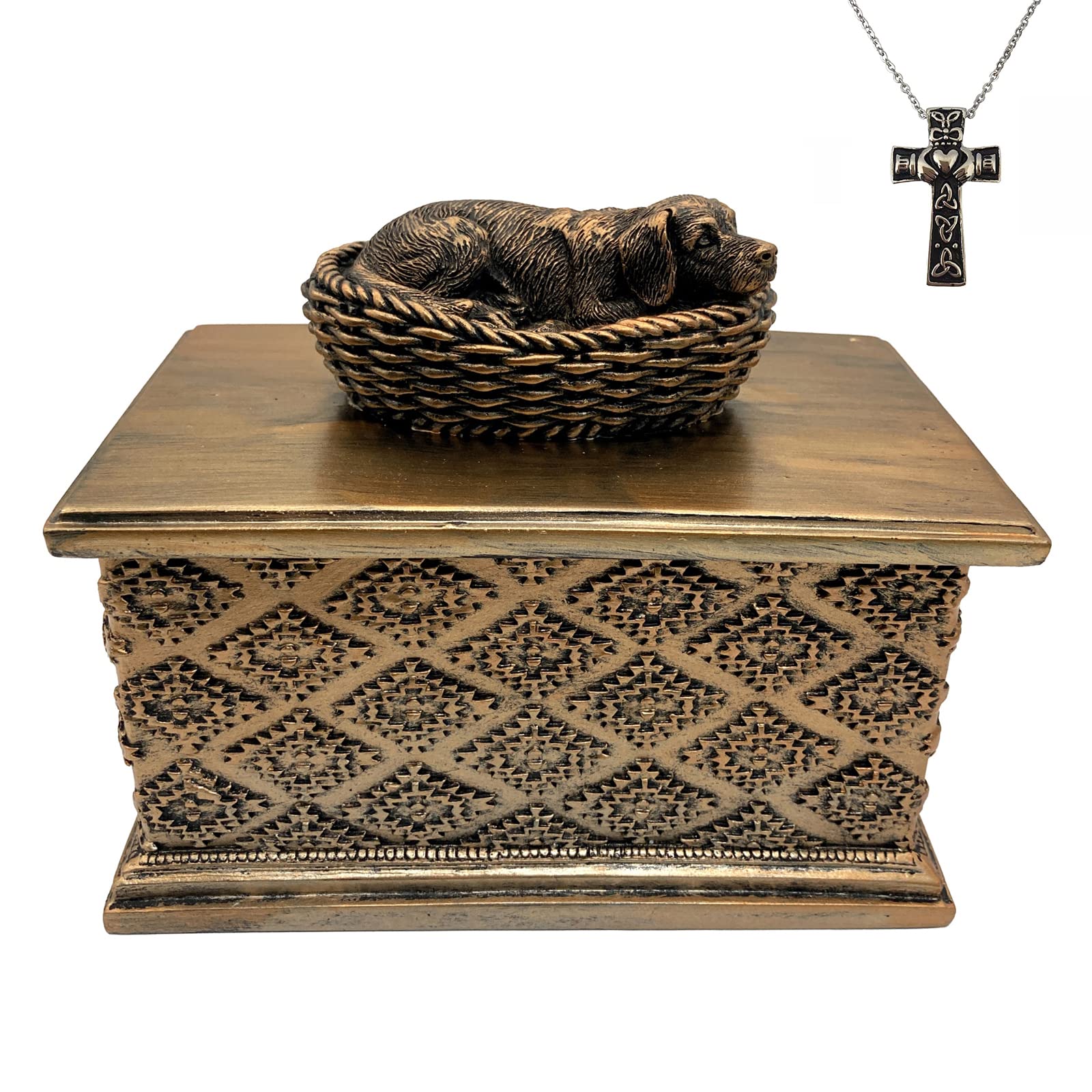 Ooooknpc Pet Urn for Ashes Memory Cremation Box Loss Keepsake Gift for Dog and Cat Memories Statue Stainless Steel Cross Necklace to Store Ashes in