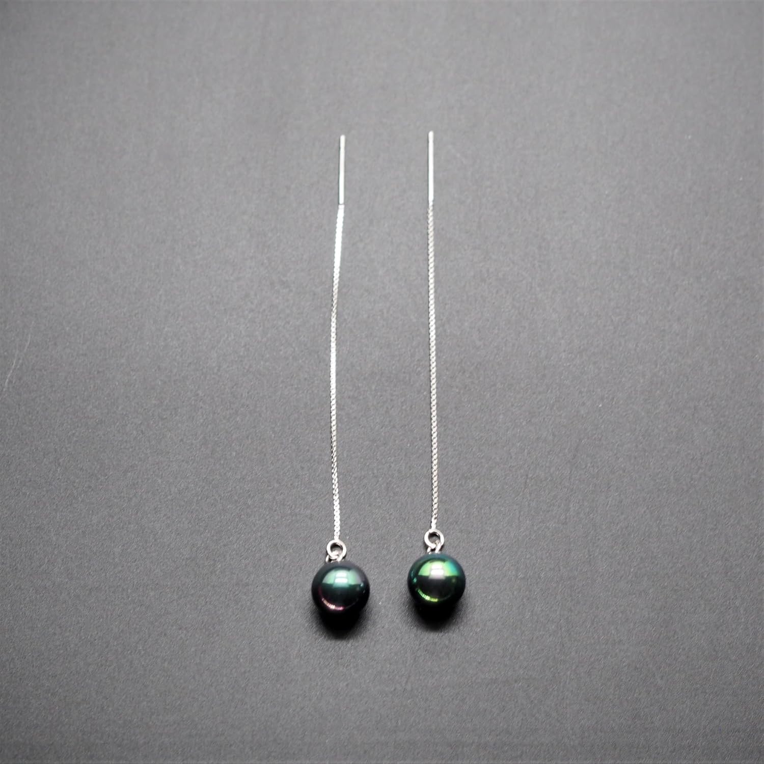 White Gold Red Black Fresh Water Pearl Long Tassel Dangle Earrings, 925 Sterling Silver Drop Threader Earrings Jewelry for Women, Tassel Chain Pull Through Earrings, 6MM 8MM - Image 8