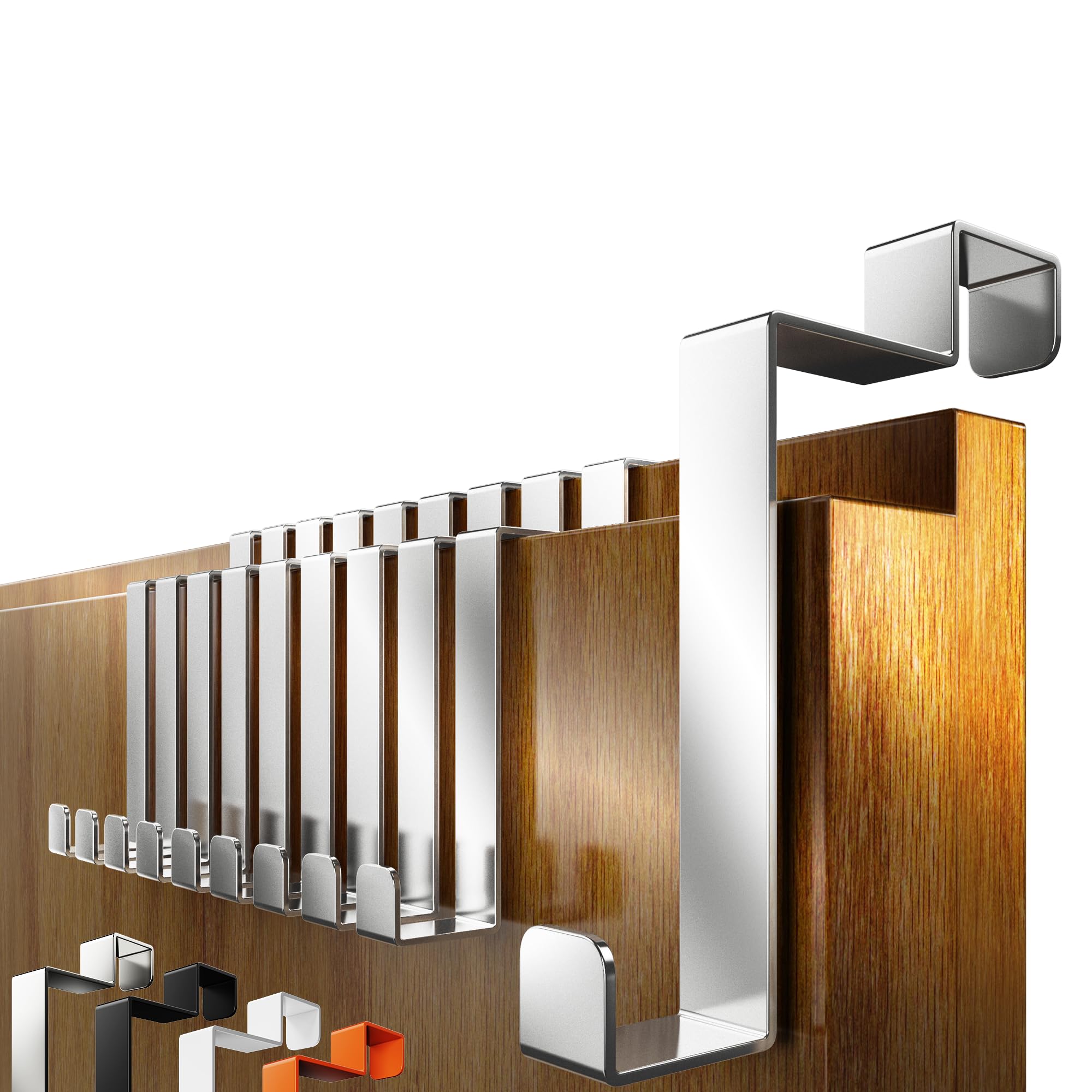 4smile Türhaken Innenseite, 10 Stück - Edelstahl Türhaken zum Einhängen, Kleiderhaken Tür für Jacken und Handtücher - Belastbare Türgarderobe Rückseite, hochwertige Handtuchhalter Tür Innen