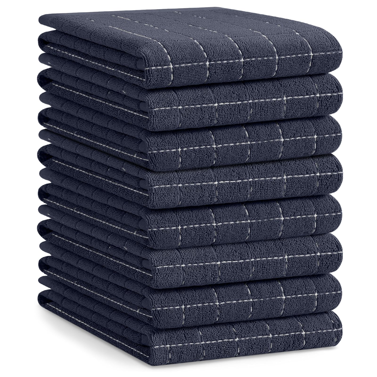 Homaxy 100% Cotton Terry Kitchen Towels, Large 8 Pack, Dark Grey | Ultra Soft and Absorbent Dish Towels for Kitchen, Suitable for Drying and Washing Dishes