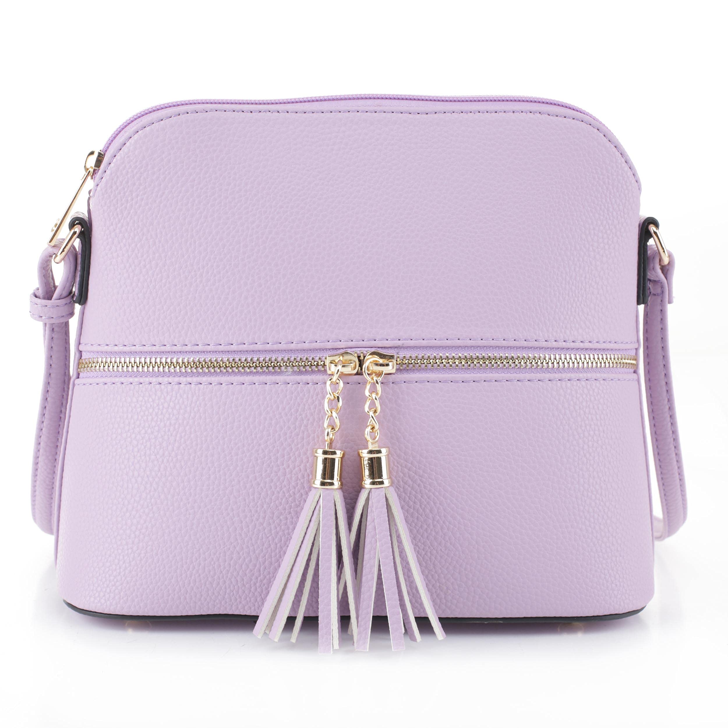 SG SUGU Lunar Lightweight Medium Dome Crossbody Bag Shoulder Bag with Tassel | Zipper Pocket | Adjustable Strap