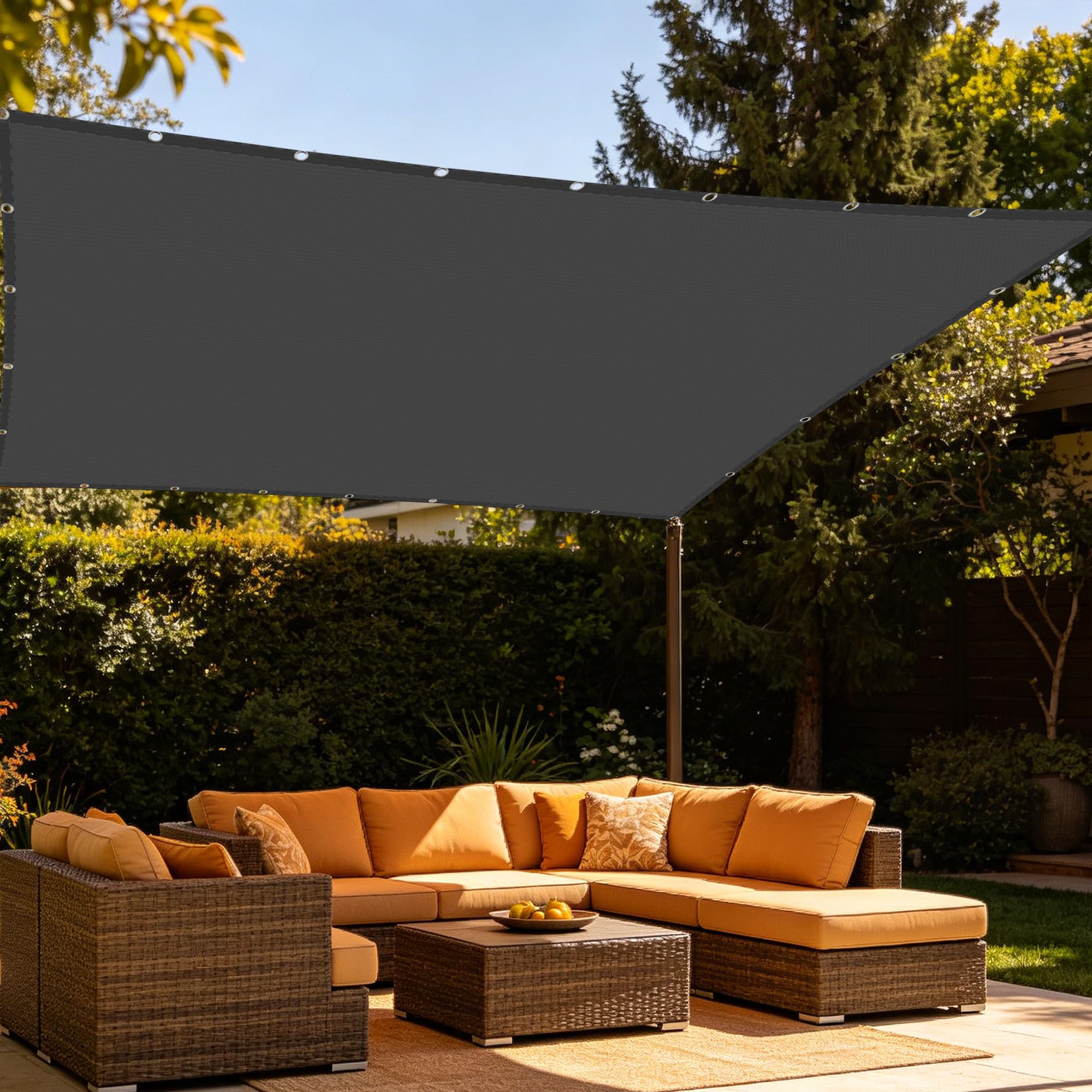 Voile d'ombrage 1.7x2.8 m gris foncé anti-UV pour terrasse