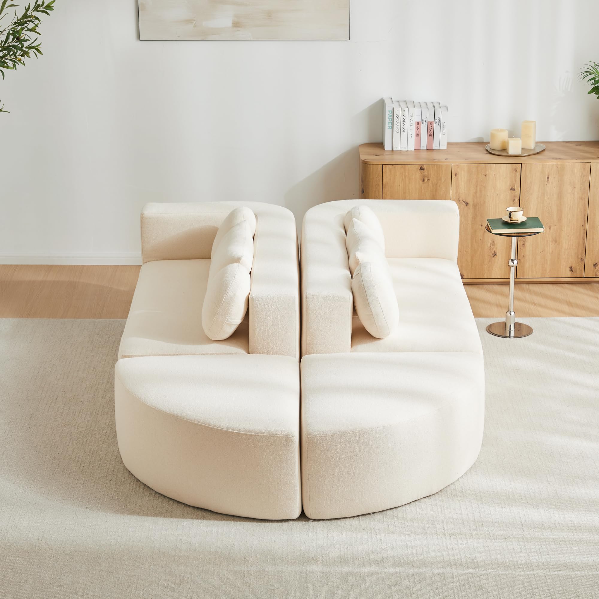 Cloud sofa modułowa, sofa do spania z funkcją spania, pokrowiec szenilowy, beżowa, szer. 292 x gł. 165 x wys. 68 cm, natychmiast gotowa do użycia