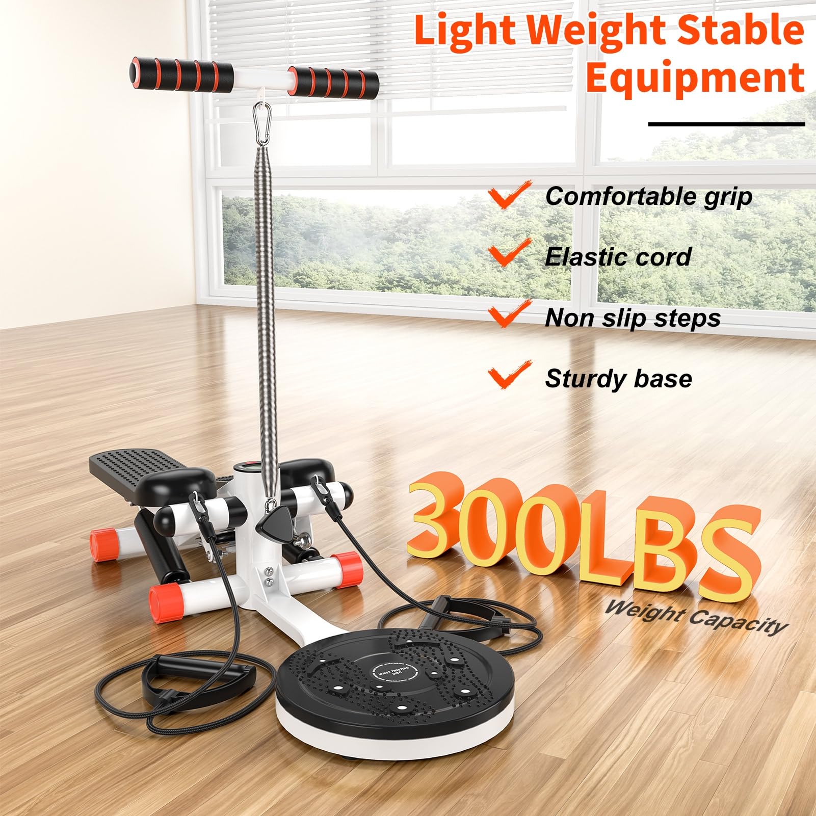 Mini Stepper 2 En 1 + Cordes De Résistance – 16 Niveaux, Écran LED, Ultra Silencieux – Fitness Maison Pour Jambes & Cardio