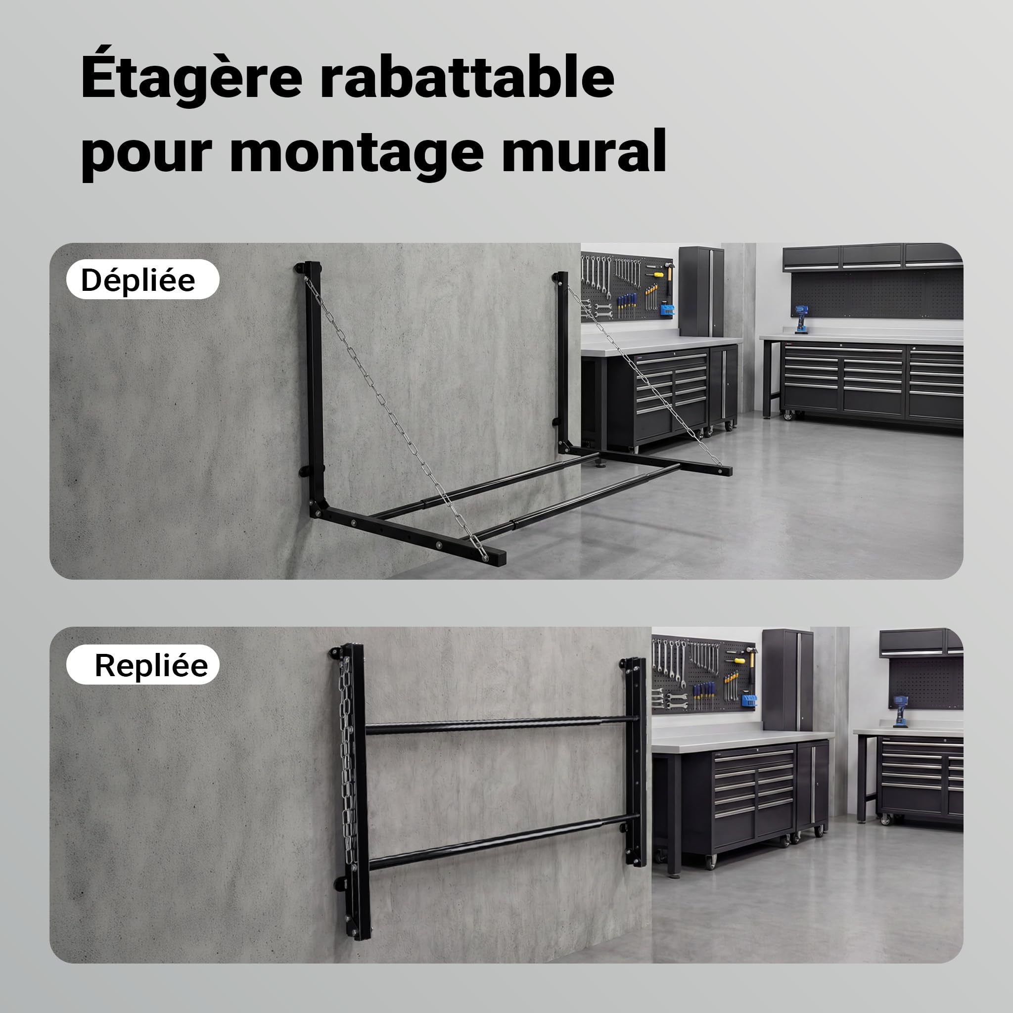 WilTec Support Mural pour 4 Pneus Rangement Pneus Porte-Roues Stockage Arbre à Jantes Étagère pour pneus