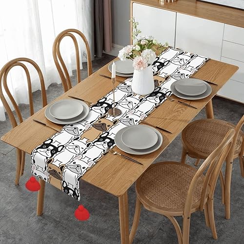 Camino de mesa de Navidad de 60 pulgadas de largo, camino de mesa de otoño para mesa de comedor, decoraciones de Navidad, camino de mesa de café con