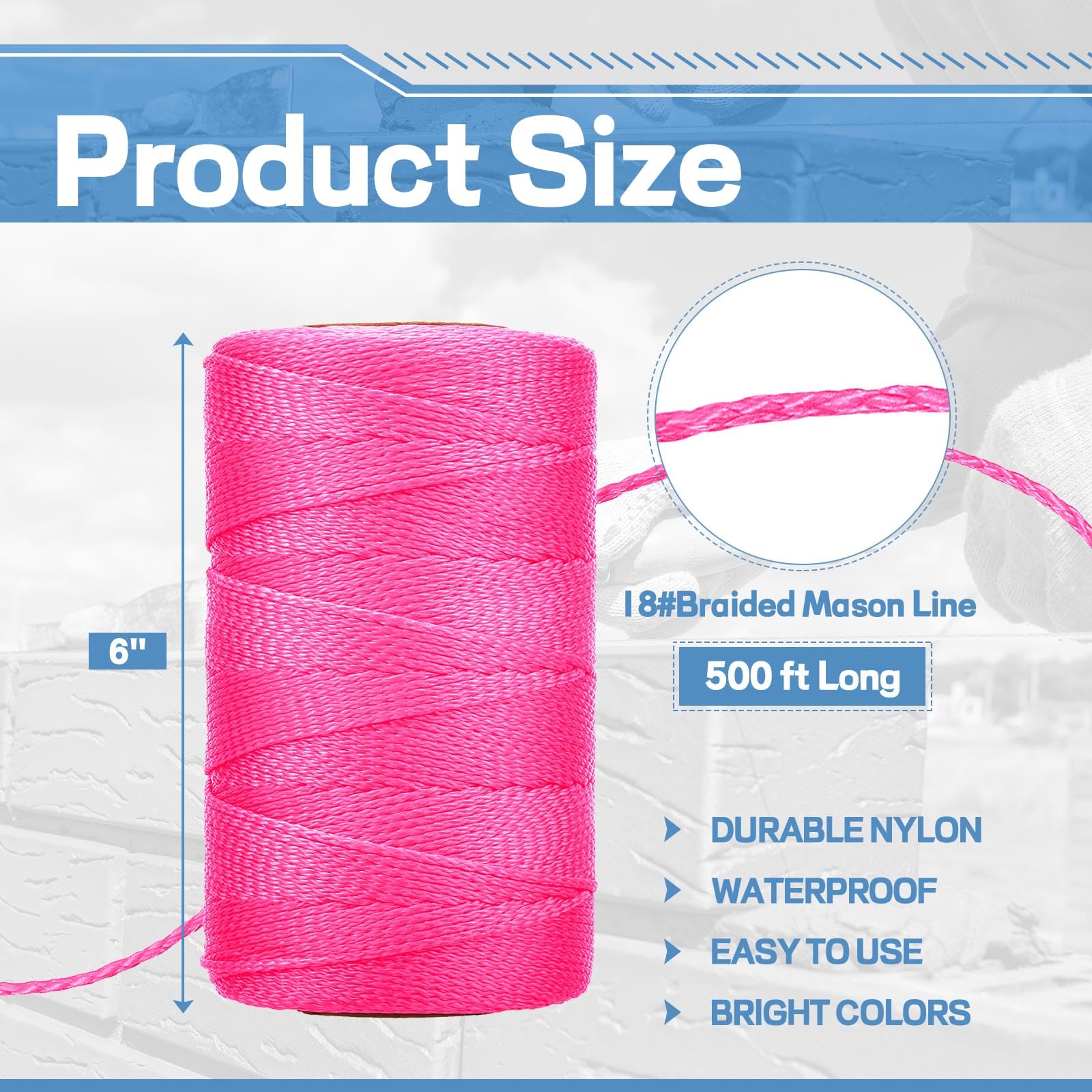 Mason Line Installation String Level Kraft Tool Masons Line,500 Ft,Braided Nylon,White BC340, 1 ...