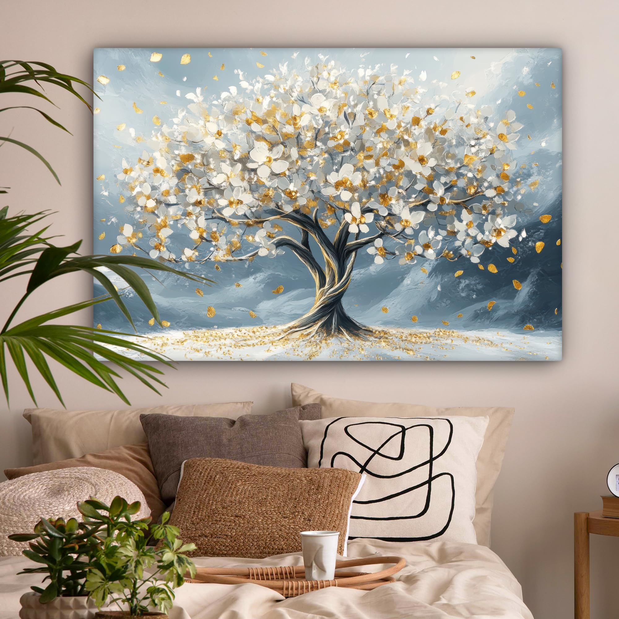 MuchoWow© Quadri Moderni Soggiorno 120x80 cm Regali Decorazioni Natilizie Poster Da Parete Muro Salotto Quadro Grande Con Cornice Stampe Su Tela Camera Da Letto Inverno - Albero della vita