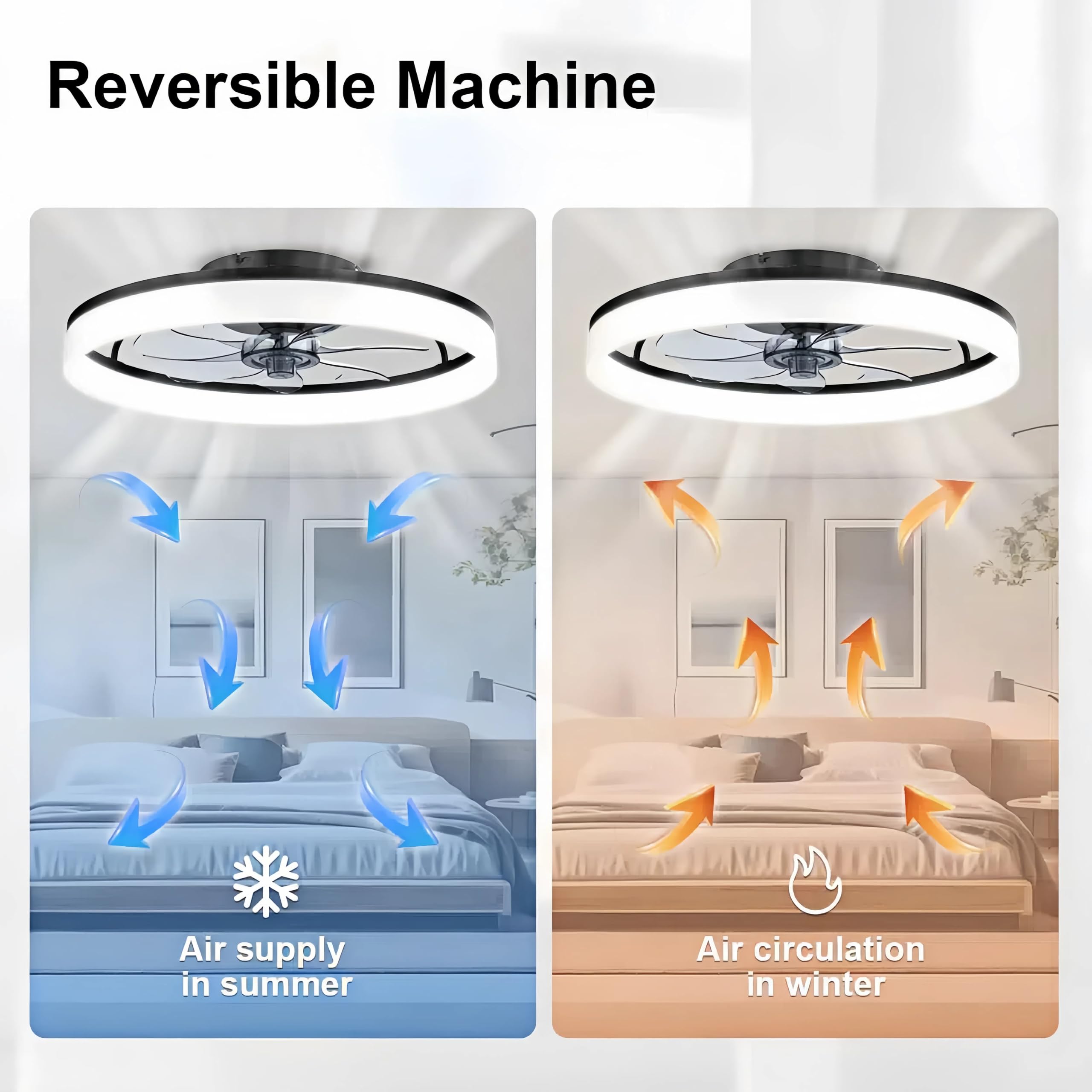 Fan Plafondventilator, stil, met verlichting, 48 W, led-ventilator, plafondlamp met afstandsbediening, dimbaar, timer, moderne plafondlamp voor kinderkamer, slaapkamer, woonkamer, zwart