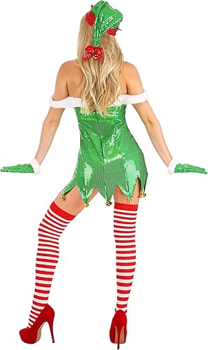 Miniatura 4 de FUN Costumes Disfraz de elfo con purpurina verde para mujer sexy