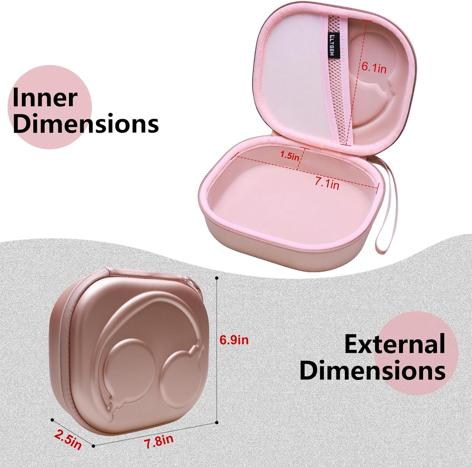 LTGEM Case Compatible with JBL Tune 510BT / 720BT / 770NC / 520BT / 520C / 670NC, for JBL Live 670NC / 770NC / 680NC / 780NC Headphones, Rose Gold