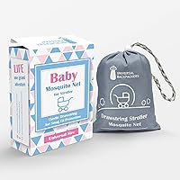 Vista 4 de Mosquitera de bebé para cochecito, portabebés y moisés – Cordón elástico para una red de ajuste cómodo – Red de insectos para correr, asiento