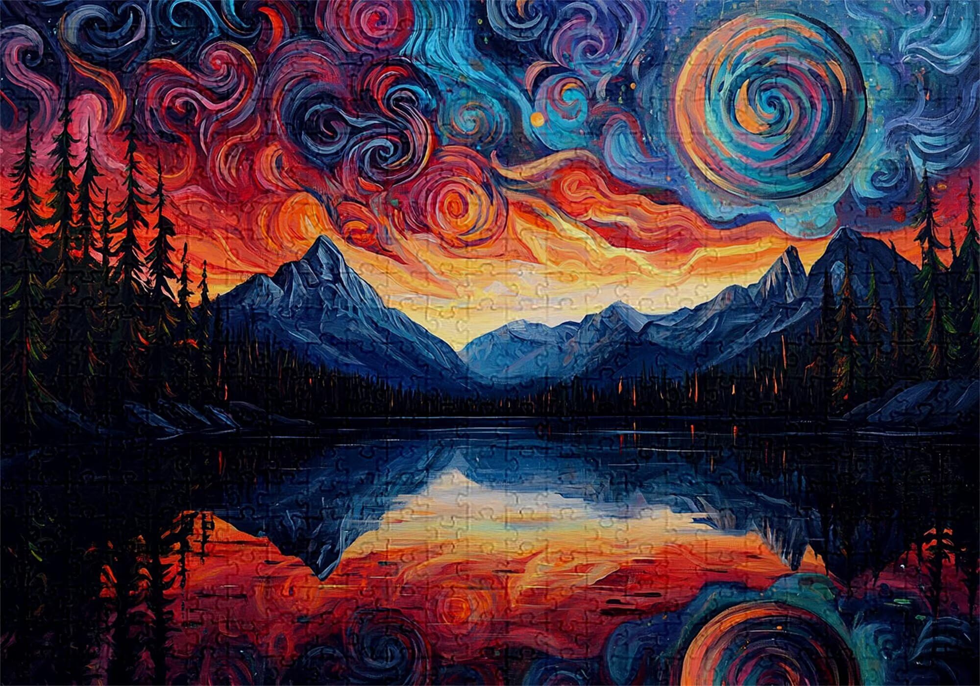 Puzzle 4000 elementów Jezioro Puzzle dla dorosłych Góry 141 x 87 cm Unikalne Rzemiosło Klasyczne 3D Drewniane układanki do rodzinnych gier aktywnych, układanka do samodzielnego wykonania nawet do