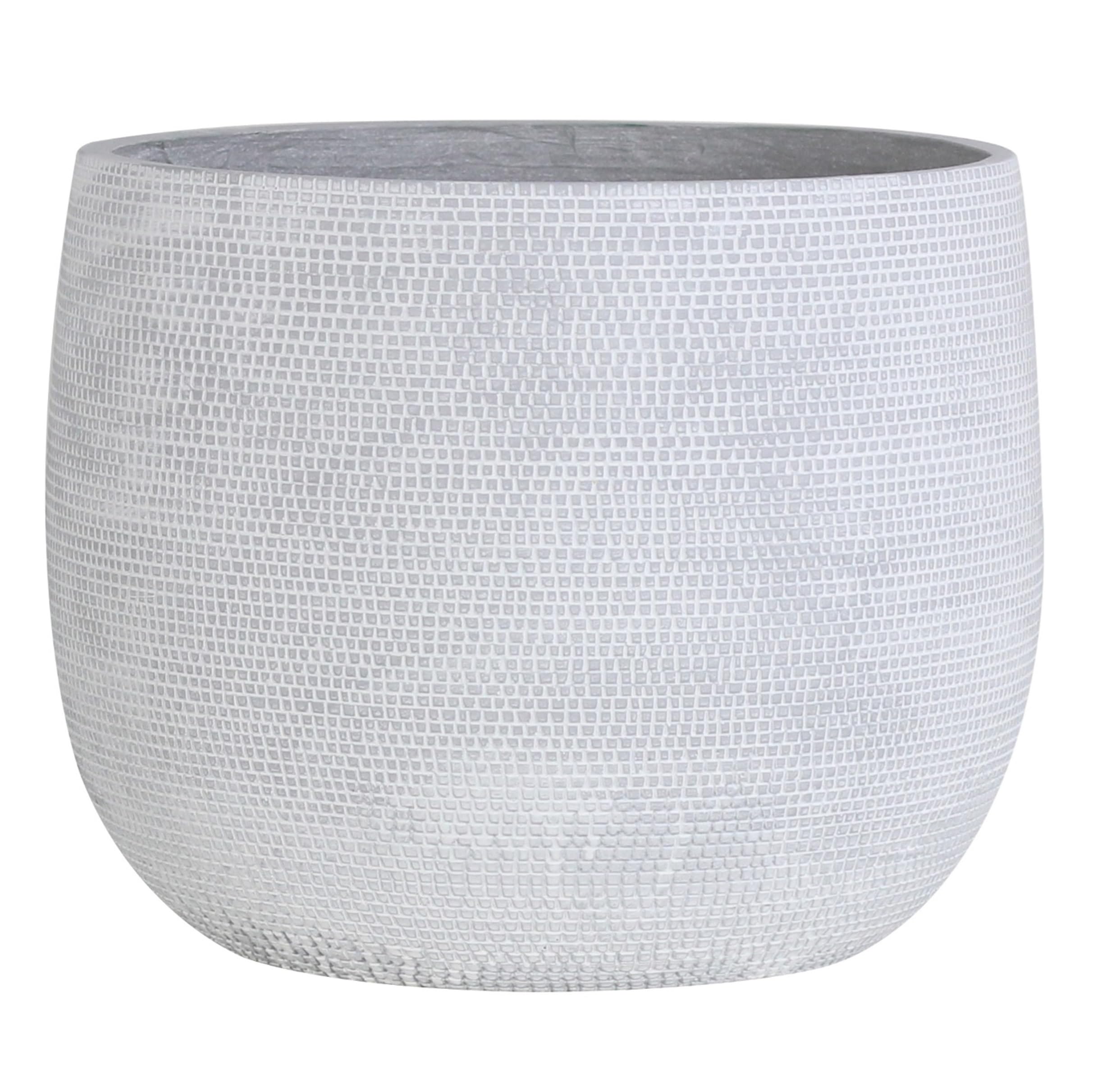 Olly & Rose Light Grey Barcelona Ceramic Plant Pot - Flower Pots - Plant Pots Indoor & Outdoor Planters (, 40Cm)