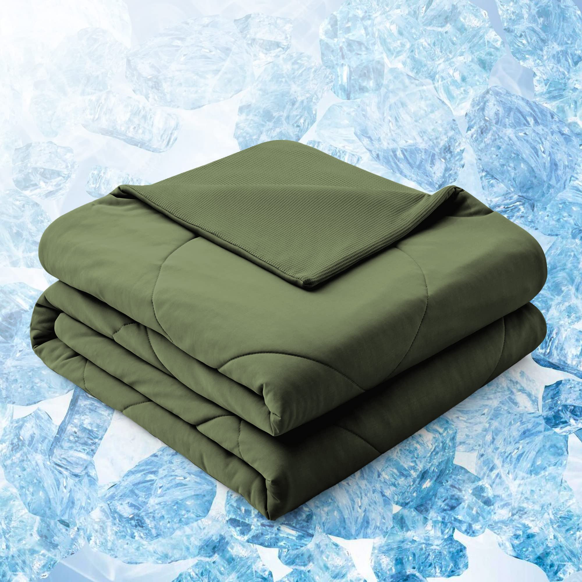 Peace nest Cooling Blankets for Hot Sleepers Cool Blanket Q-Max 0.4 Waffle Blanket Cooling Comforter King Cooling Throw Blanket for Adults Cool Summer Blanket 108X90,Green