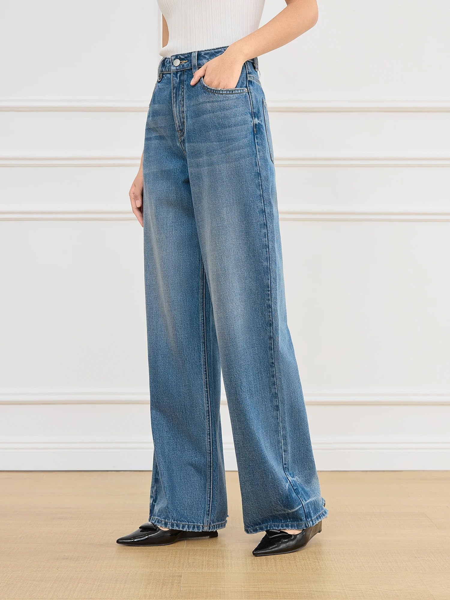 Pantalones Vaqueros para Mujer Retro Tiro Alto Rectos Jeans Primavera Comutación Ajustados Jeans para Mujeres