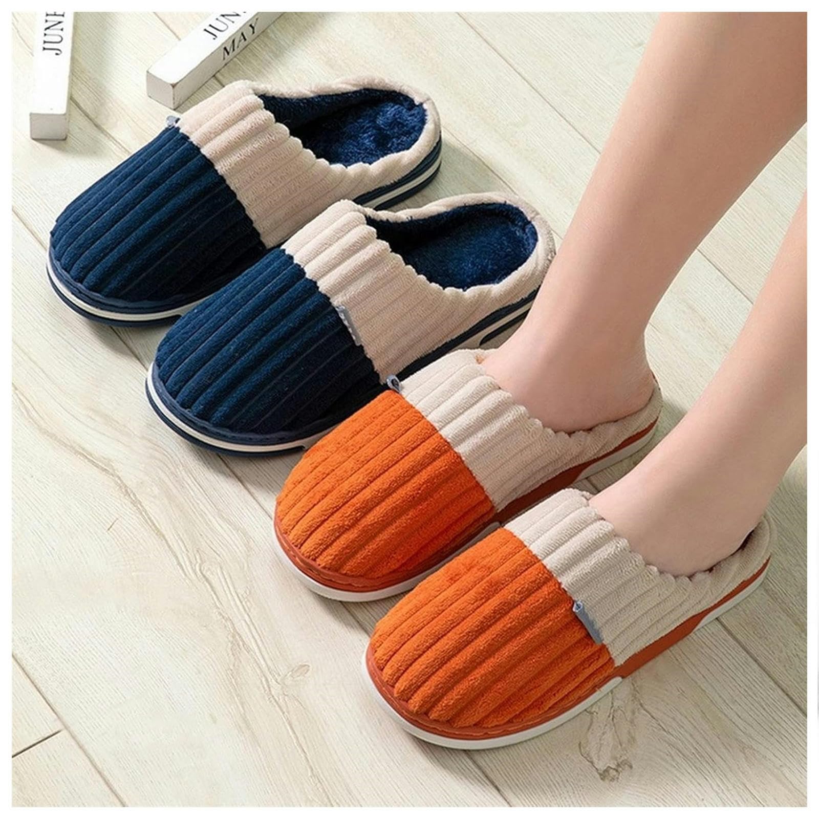 Ciabatte Donna Invernali Pannelli Caldi di Cotone Inverno Unisex con Fondo Morbido Non Slip per Camera da Letto-d Red Skin-38-39