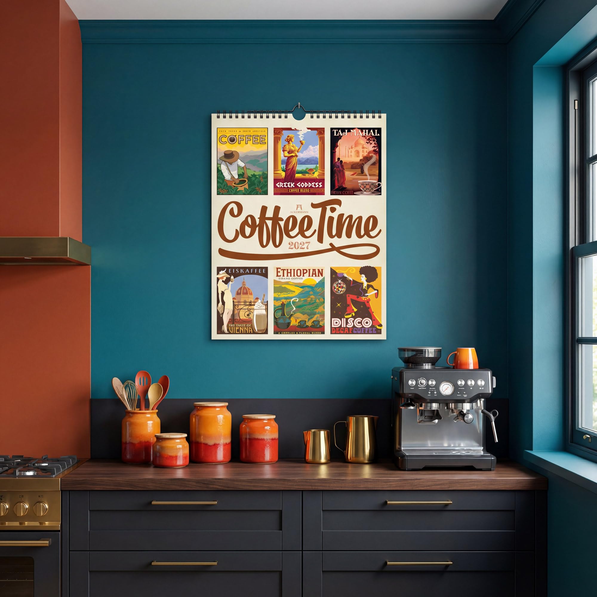 Coffee Time Kaffee-Plakate-Kalender 2027: Geschmackvoller Retro-Kalender im großen Hochformat (50x66 cm) | Illustrationen für Kaffee-Fans