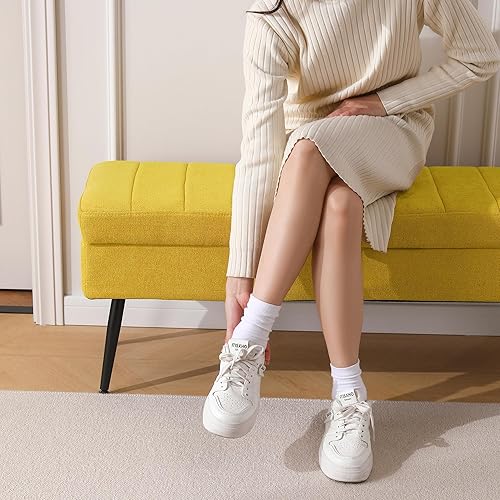 Miniatura 4 de CUYOCA Banco otomano de almacenamiento, banco de entrada tapizado de 43.5 pulgadas, otomana larga con almacenamiento para sala de estar, soporta 660