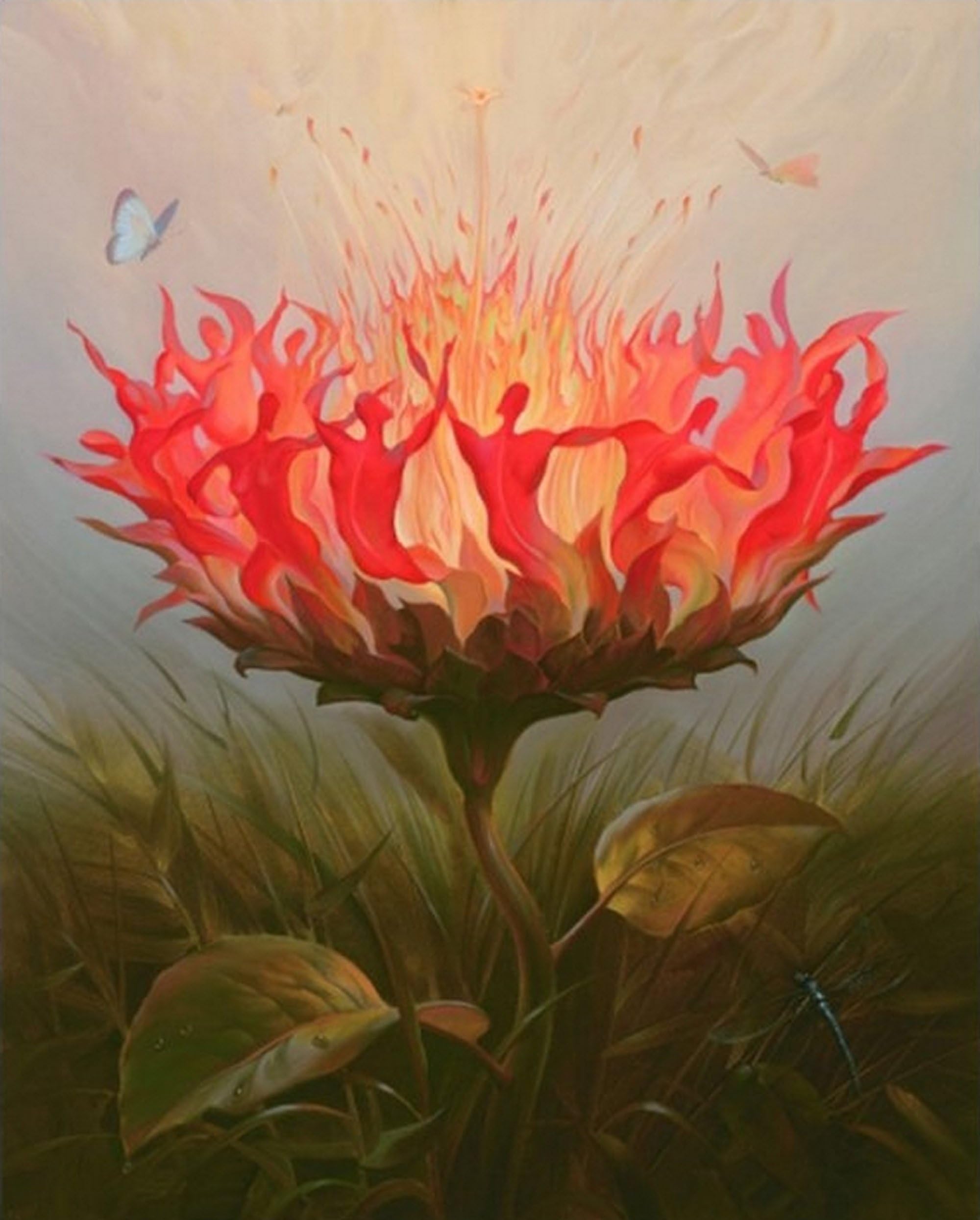 Kush Vladimir, titulo:Danza del fuego , LITHOGRAPHY TECNIQUE 65X50 cmts . PAPER BFK France (WATERMARK) edition 90