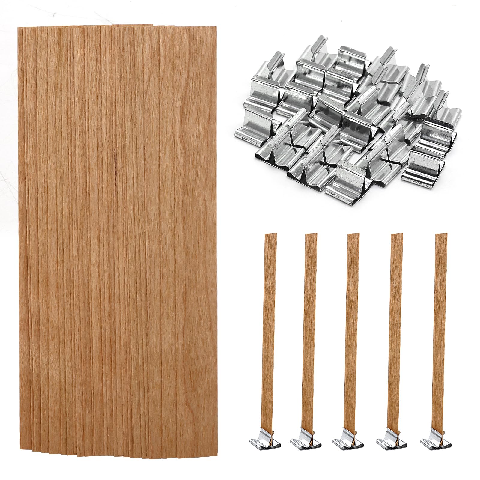 Stoppini Per Candele In Legno Con Supporto Ferro | 25 Set | 1.3x13 Cm | Per Candele Fai Da Te - Foto 9