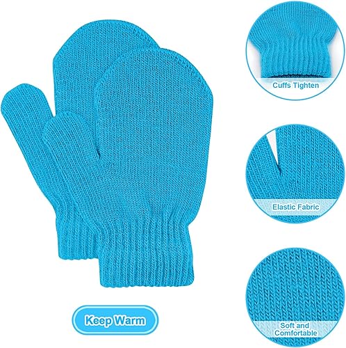 Miniatura 3 de MENOLY 6 Pairs Toddler Magic Stretch Mittens Winter Warm Kids Knit Gloves for Little Girls Boys