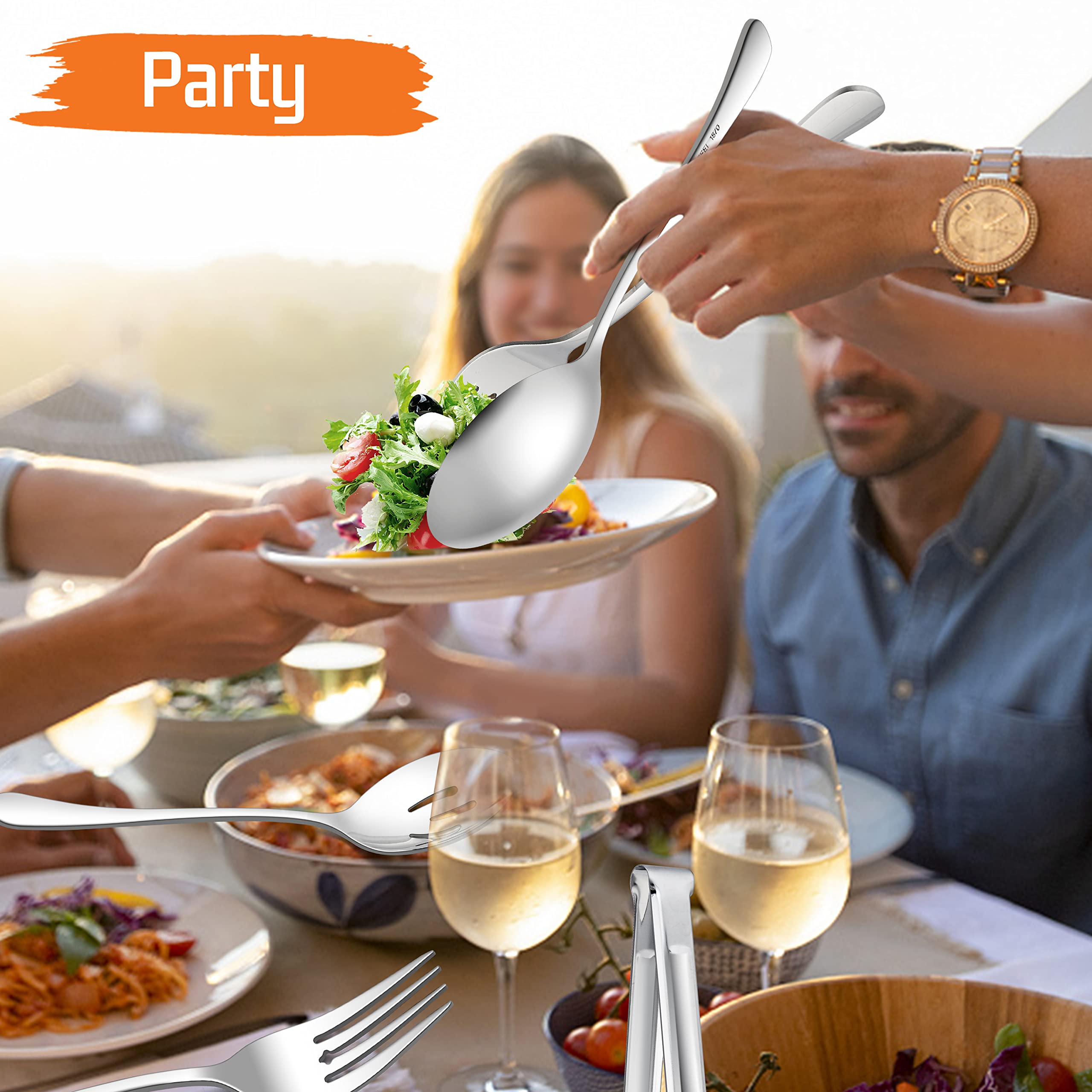 AOOSY Lot De 6 Ustensiles De Service Pour Buffet, Couverts En Acier Inoxydable, Grand Couteau