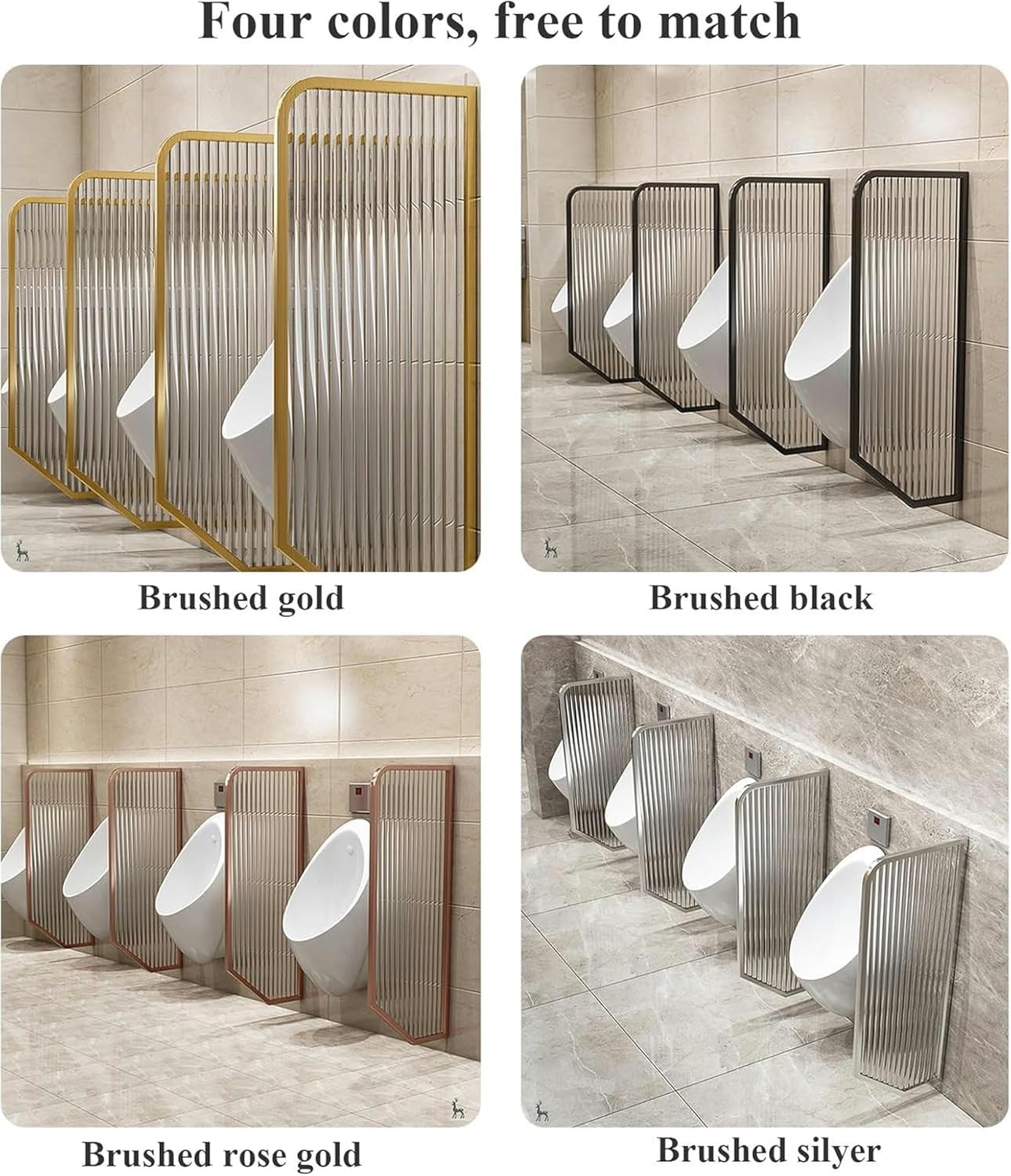 Wall-Mounted Urinal Partition Divider,Urinal Privacy Screen,Urinal Divider Screen Panel,Urinal Partition Divider with Stainless Steel Frame,Mens Urinal Privacy Screen for Bathroom/Hotel/Public(Color