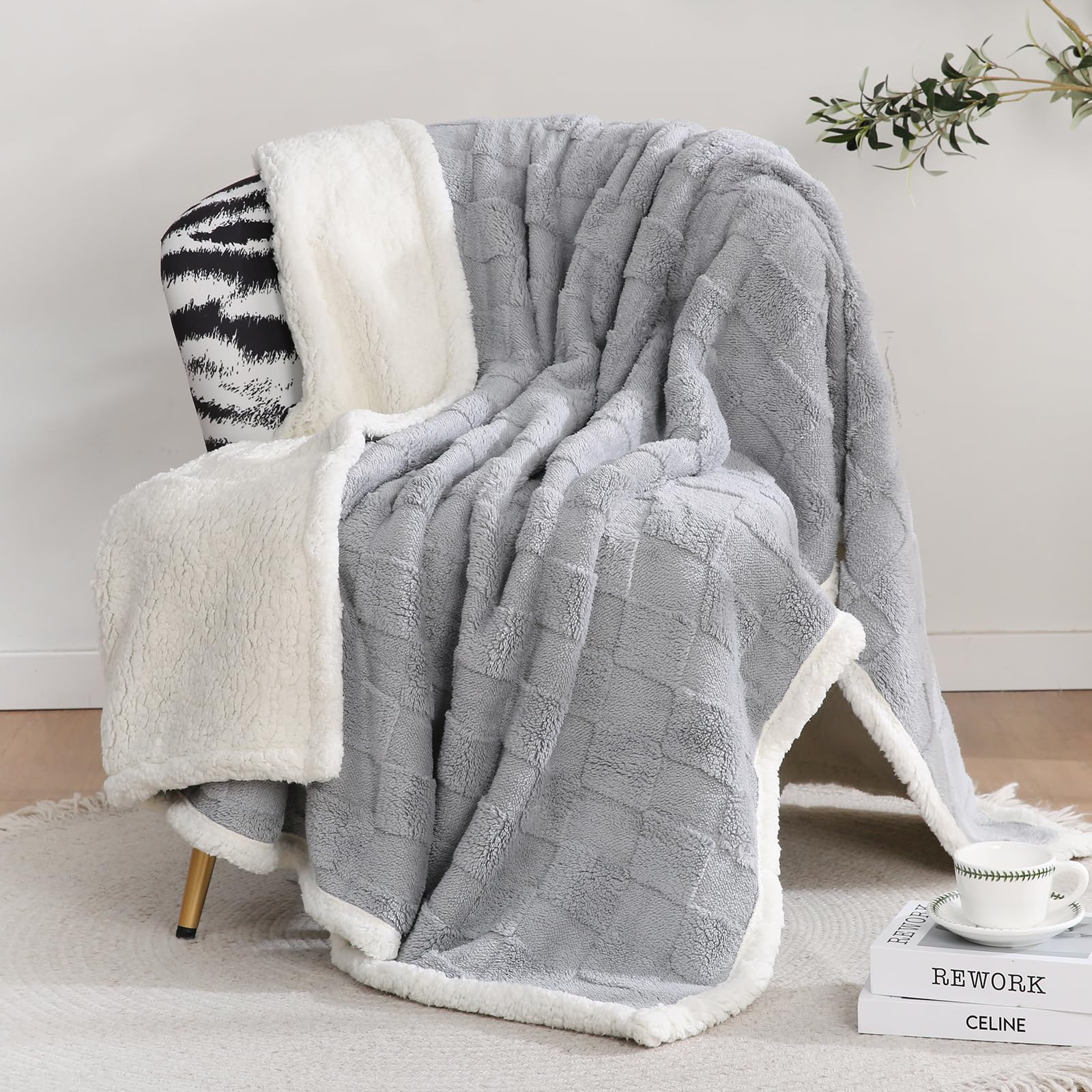 Gracelife Sherpa Blanket Throw Fleece Blanket Double