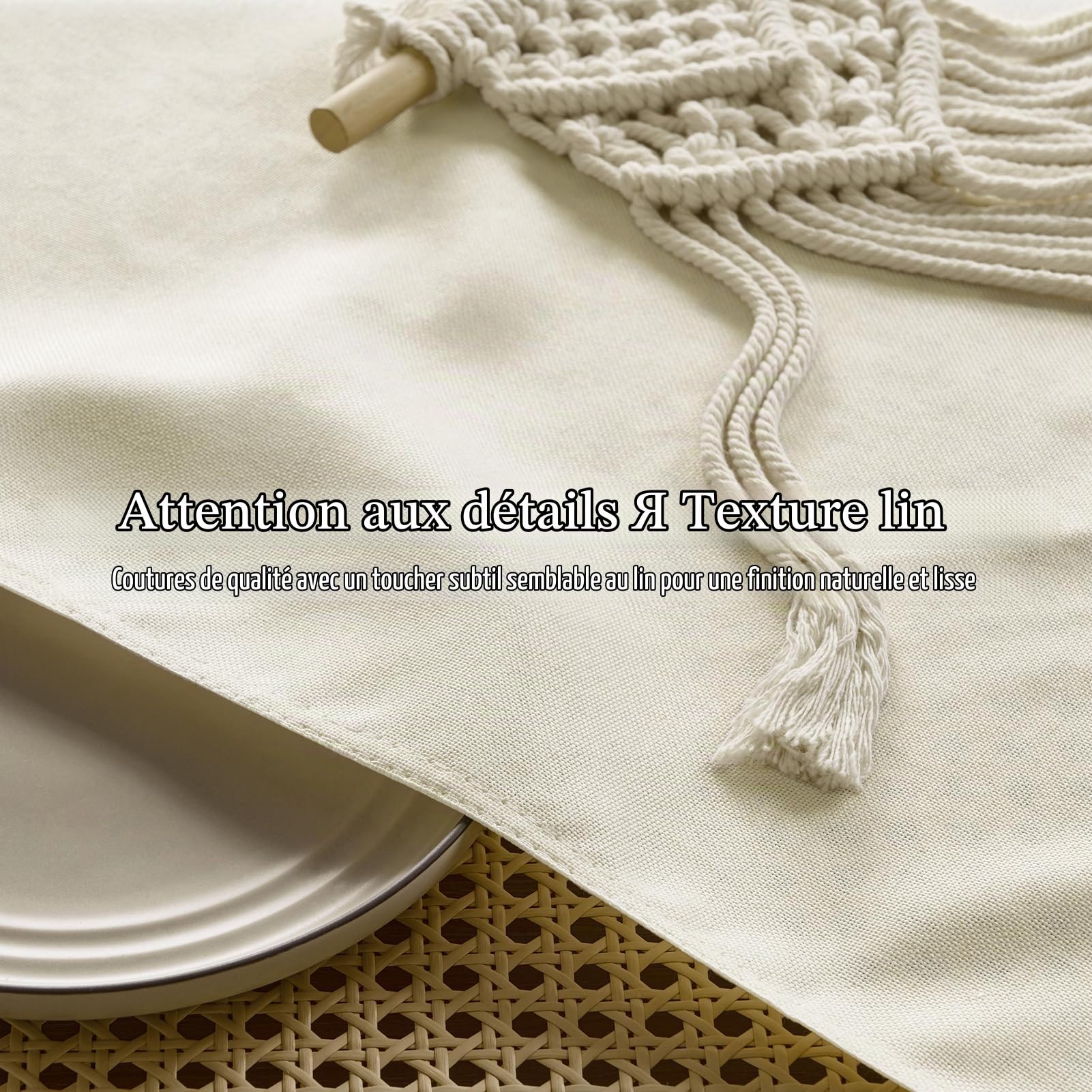 Grande Nappe Rectangulaire 350 x 150 cm Extérieur Anti Tache Nappes Beige en Aspect Lin Déperlante Protection de Moderne Table pour Printemps,Jardin,Mariage,Pâques,Fête,Camping,Cuisine