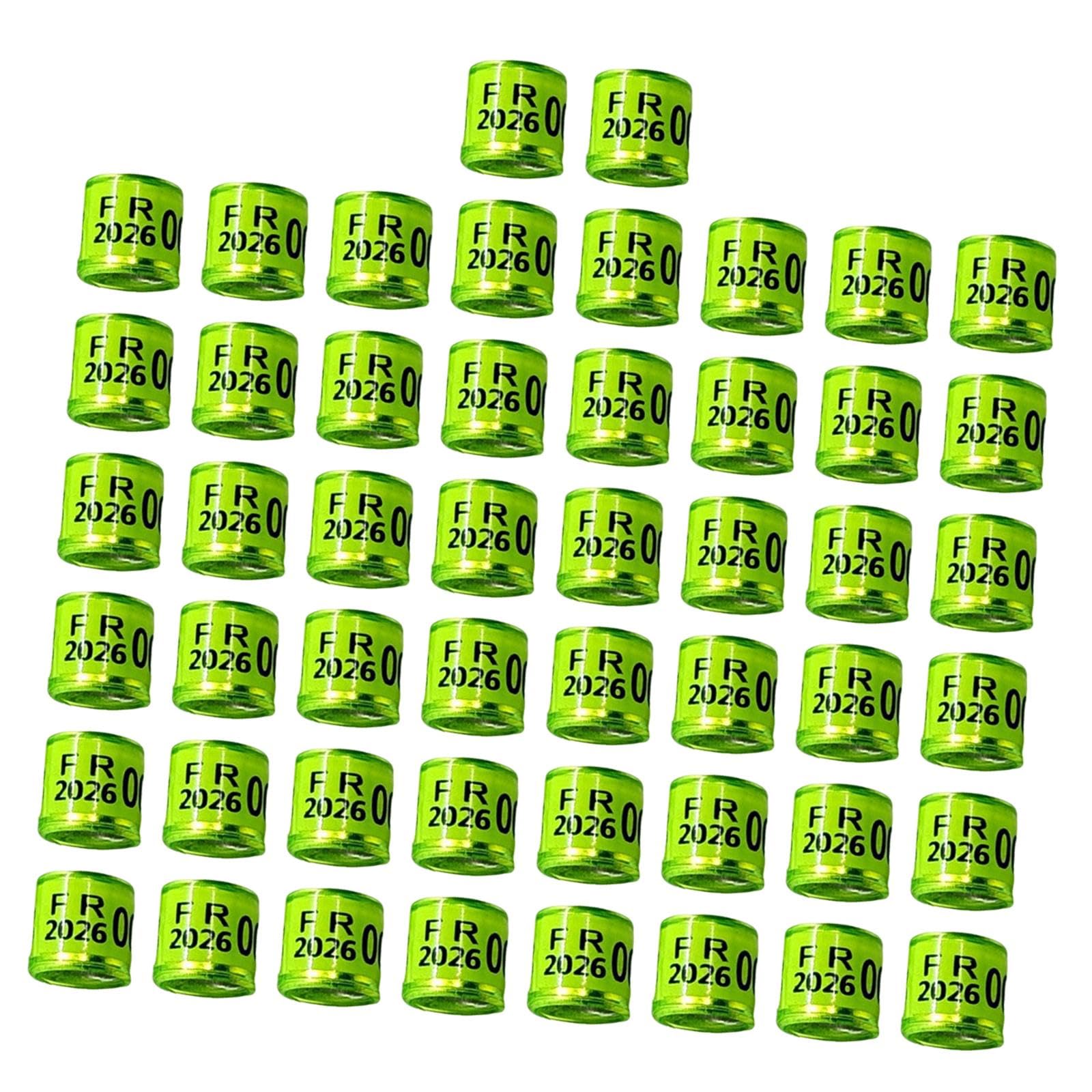 Sharplace 50 Piezas Anillas para Palomas Bandas Identificadoras para Patas de Pájaros Anillos Reutilizables para Control de Aves Material de Aluminio Y Plástico, Verde Claro