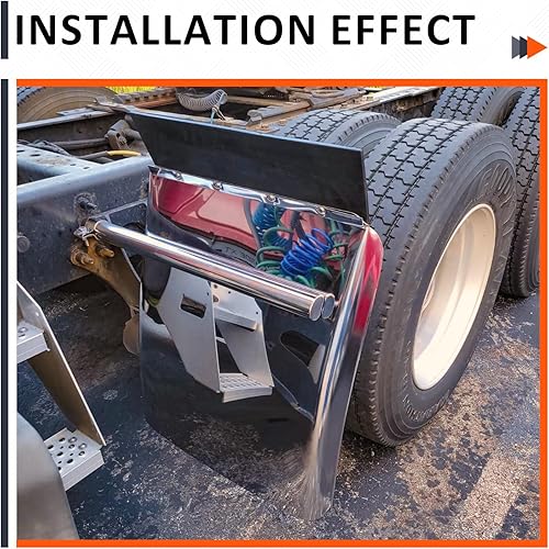 Miniatura 6 de Juego de guardabarros para semirremolque, 24 "x 24" acero inoxidable, para camión Frei Volvo VNL Kenworth  2 piezas