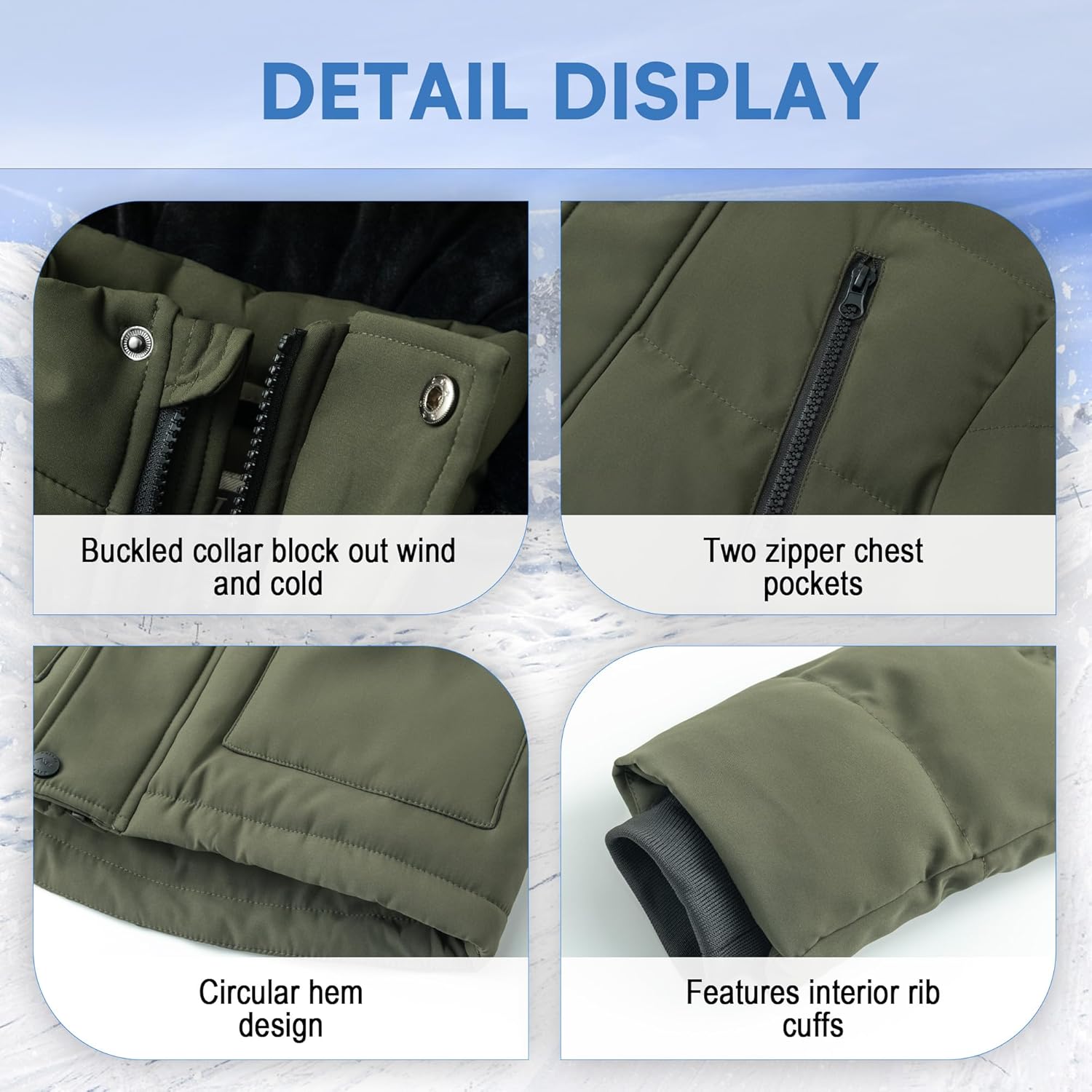 WULFUL Boy's Winter Coat Waterproof Fleece Lined Parka Jackets Kids Hooded Puffer Outerwear - Image 6