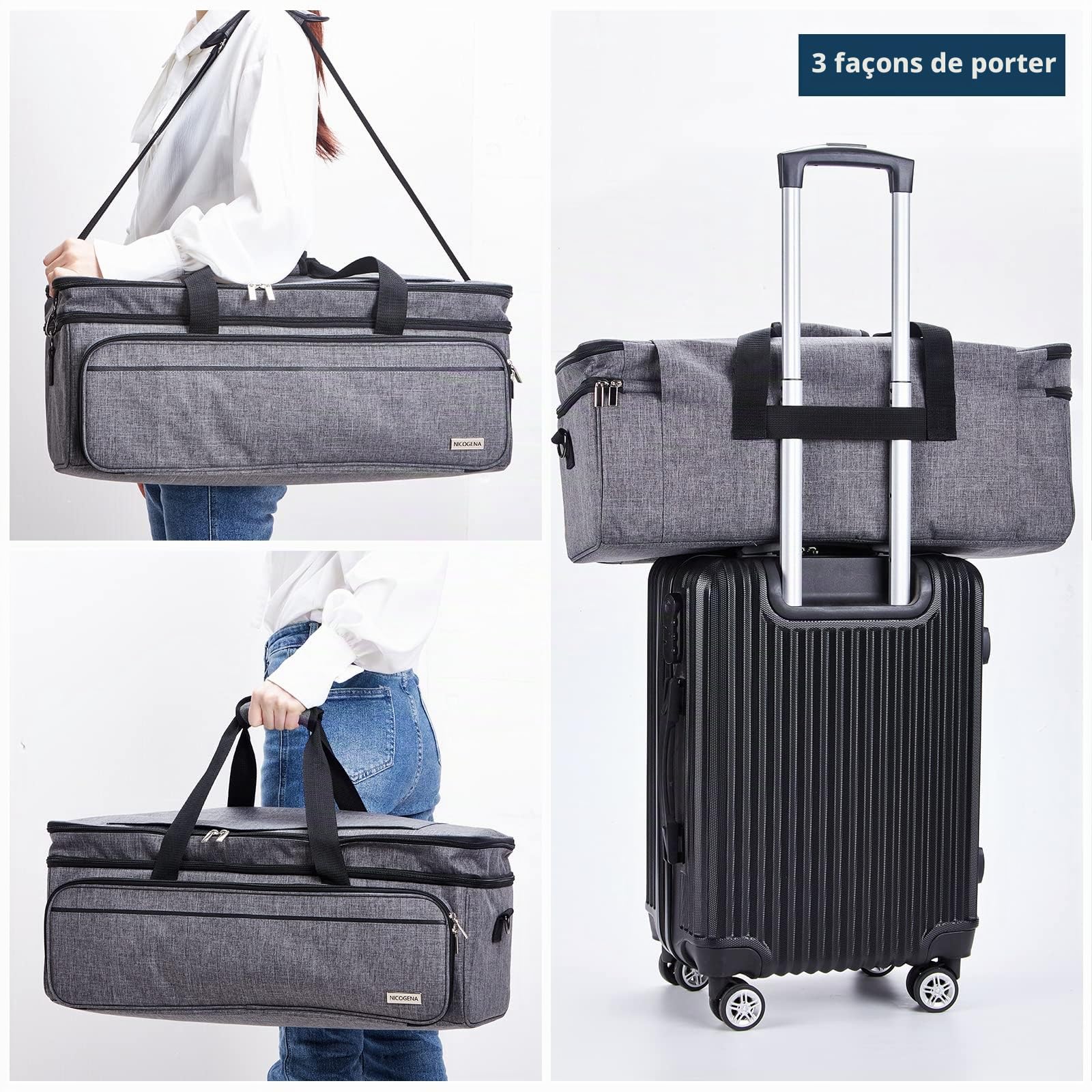 Étui de Transport Double Couche avec Poche pour Tapis pour Cricut Explore Air 2, Cricut Maker, Cricut Maker 3, Cricut Explore 3, Plusieurs Grandes Poches Avant pour Outils, Accessoires et